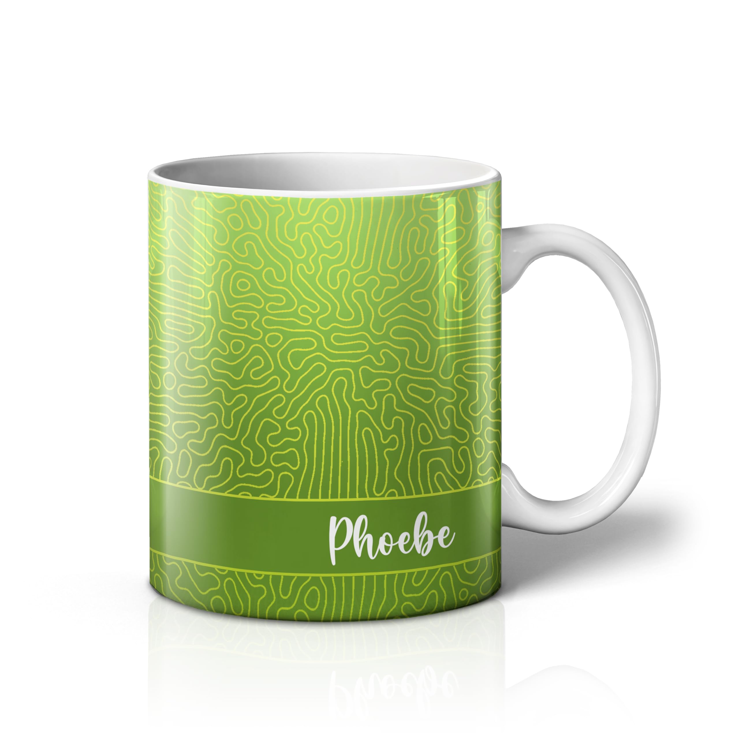 iCaseDesigner Personalised Colourful Pattern Mug with Any Name – Custom Coffee Mug – 11 Oz Tea Cup – Unique Customised Gift for Men, Women, Work, Birthdays and Anniversaries - 5. Lime Maze