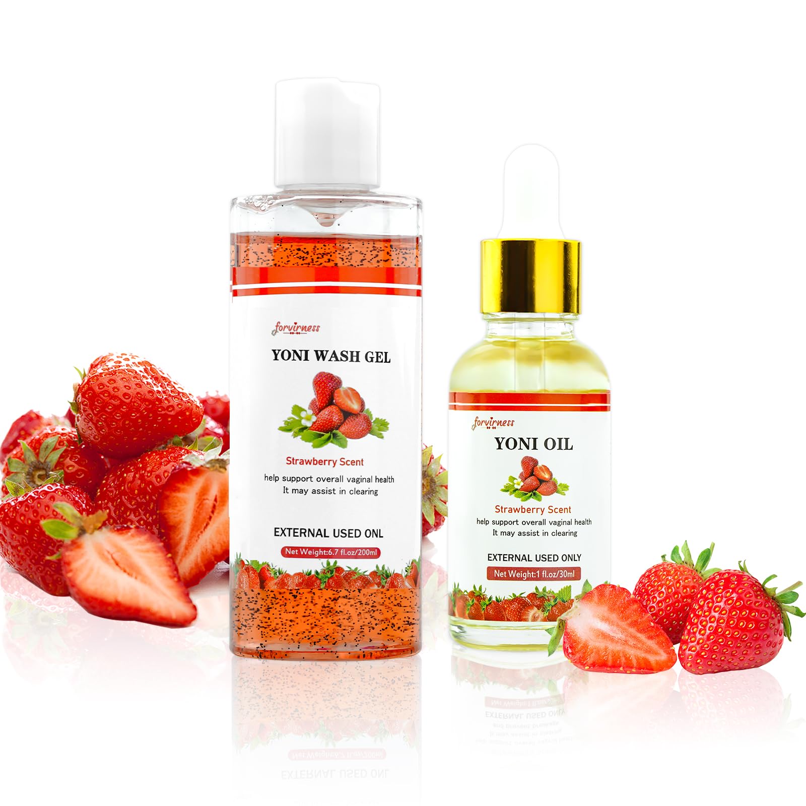 forvirness Natural Feminine Wash Yoni Wash Yoni Oil Set, Cleanse - Remove Odor - pH Balance for Women, 1 fl.oz Feminine Oil & 6.7 fl.oz Intimate Wash