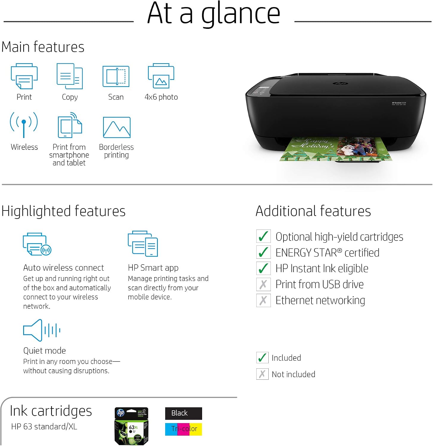 HP Deskjet 3639 Impresora todo en uno inalámbrica (F5S43B) : Amazon.es:  Informática