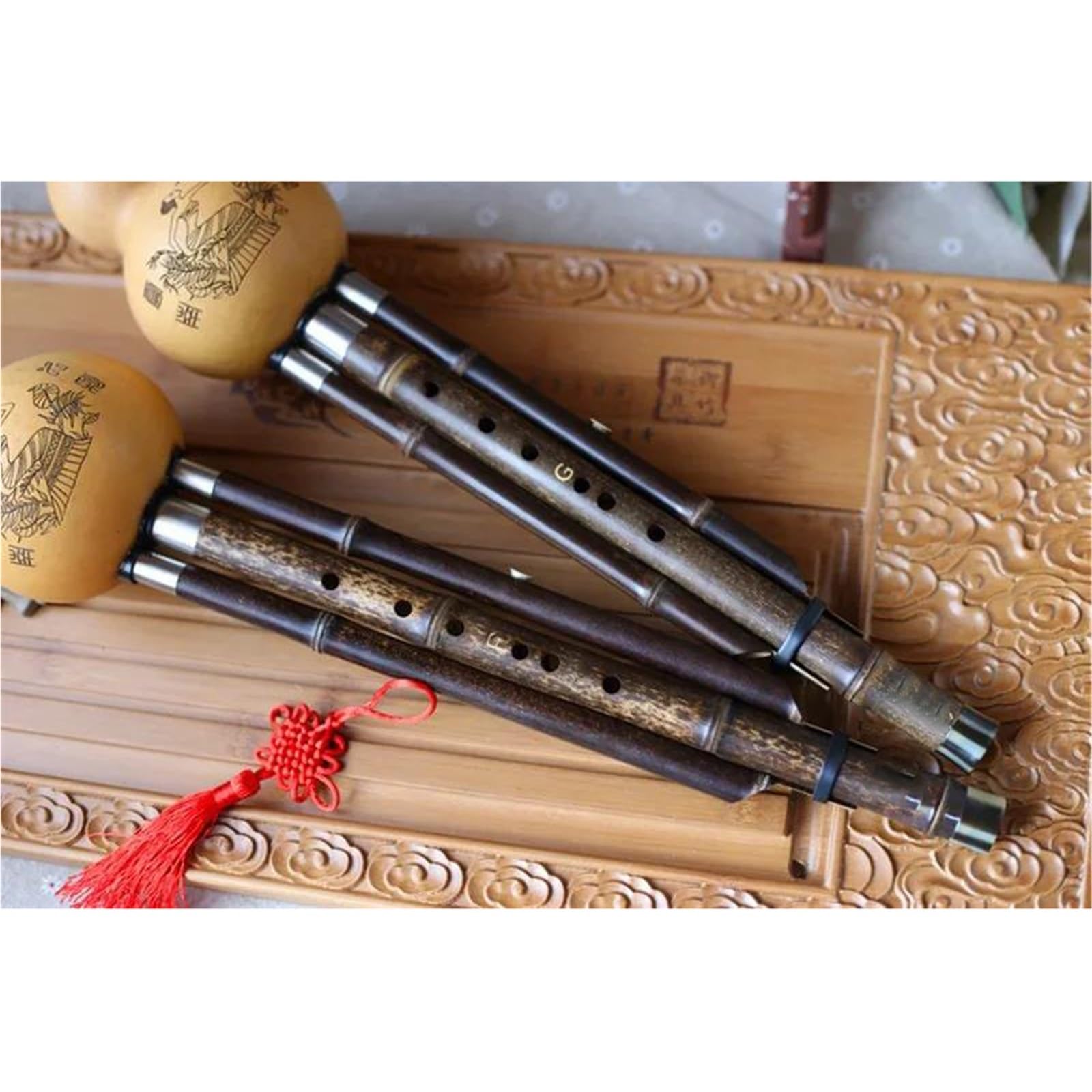 Hulusi Pour Les Débutants Flûte Hulusi En Bambou Noir Gourde Flauta Hulusi GF Clé Calebasse Flûte C BB Instrument Folklorique Calebasse Professionnelle(C)