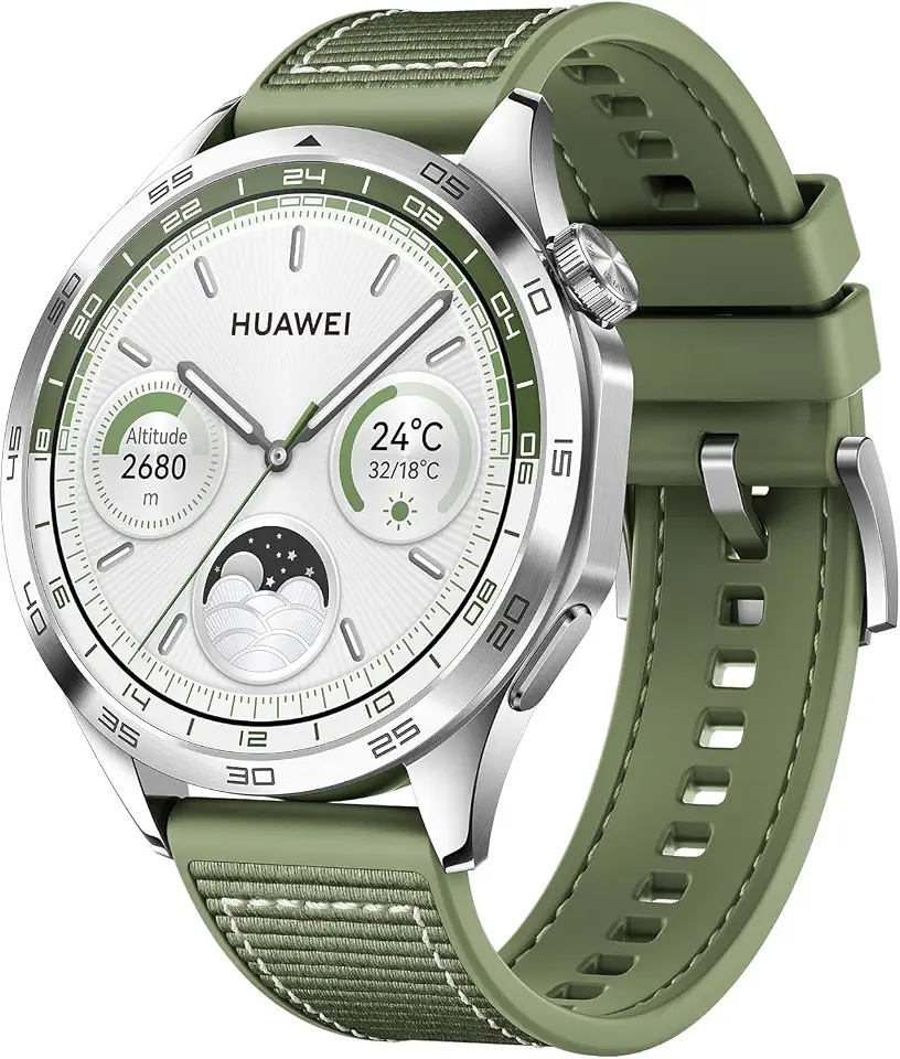 Huawei Watch GT 4 Smartwatch, 46mm Green Woven, Up to 2 Weeks Battery Life Fitness Tracker, Compatible with Android & iOS, Health Monitoring Including Sleep Tracking, GPS, AU Version