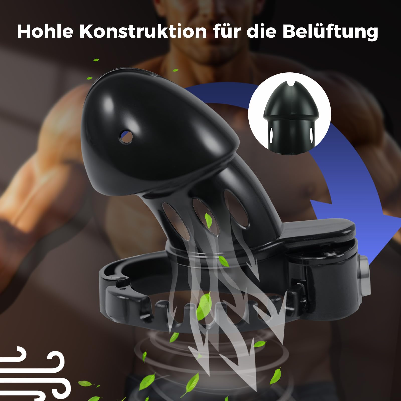 Ceintures de Chasteté avec Serrure à Poussoir Cage de Chasteté Pénis Réglable en 7 Tailles Différentes (42-52mm) Jouets Sexuels Chastity Cage pour l'Exercice du Pénis de l'Homme (Black)