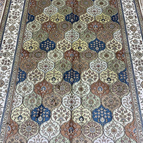 Yilong Carpet 5x7ft Silk Handmade Oriental Carpet Pure Hand Knotted Isfahan Persian Area Rug for Living Room Bedroom Rug Dinning Room (Colorful) - Image 5