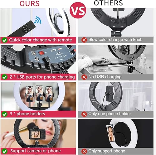 Miniatura 4 de Anillo de luz LED de 21 pulgadas con soporte para trípode, anillo de luz de video para fotografía de selfie, grabación de vlogs, conferencias,