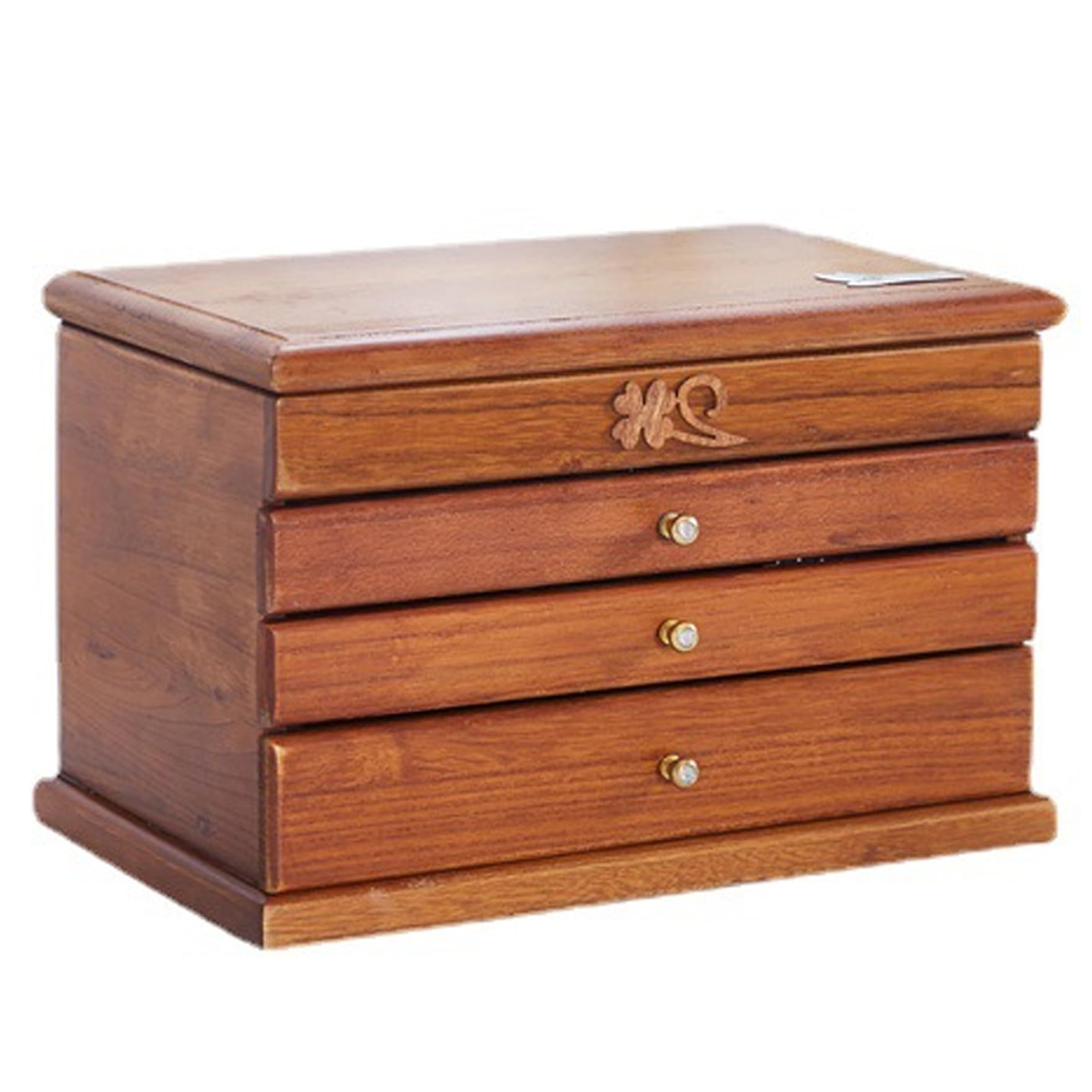 Portagioie in Legno, Portagioie Vintage in Legno per Donna, Organizzatore di Gioielli con Specchio Incorporato e Cassetti Multistrato, Marrone..