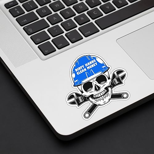 Miniatura 3 de Pegatina para casco de calavera de dinero sucio de manos limpias, calcomanía de casco duro, regalo para constructor de construcción, soldador,