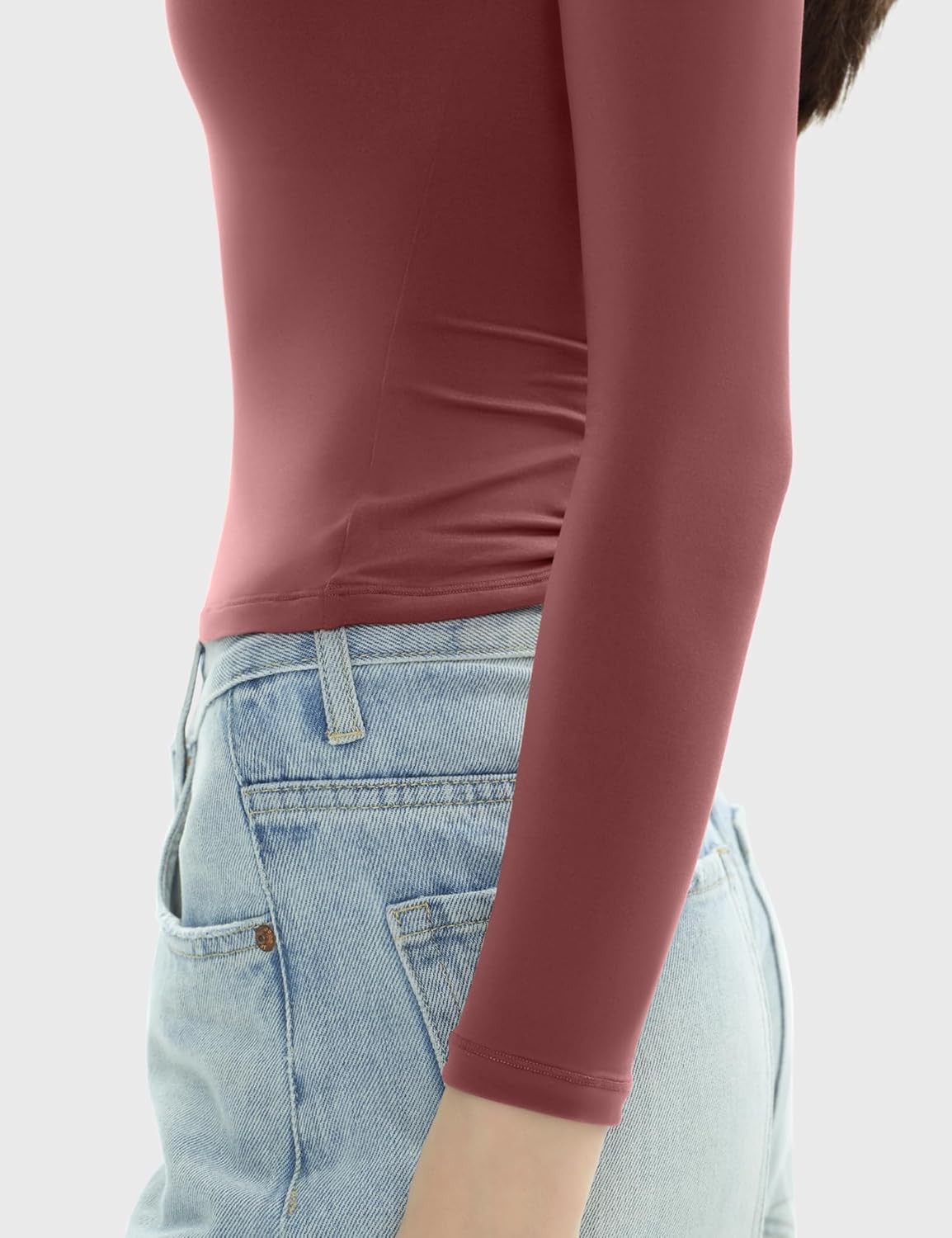 Women's Long Sleeve Shirts Crew Neck Slim Fit Going Out Tops Basic Tees Barely There Collection - Image 5