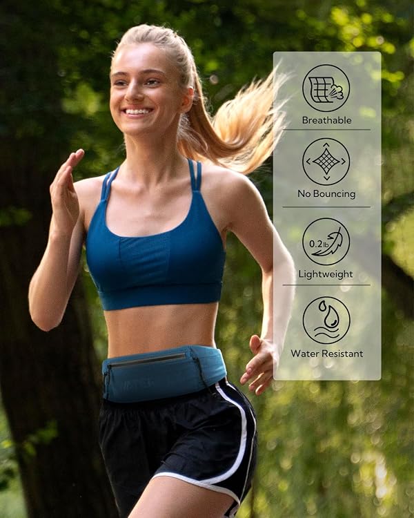 WATERFLY Running Belt Fanny Pack, Runner Race Belt with Bib Clip Dark Blue by WATERFLY - Used condition - Image 2
