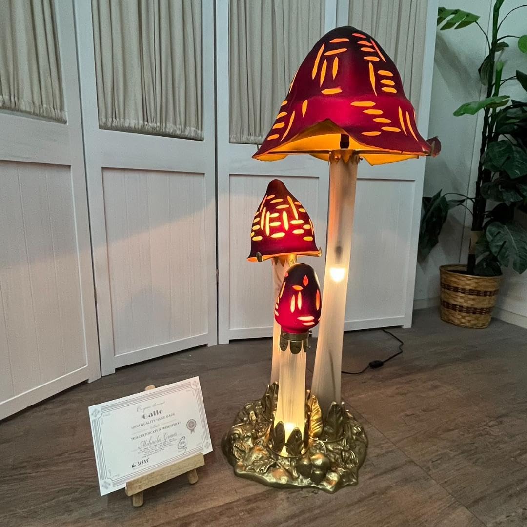 Amazon.co.jp: エミールガレ 6灯 ひとよ茸紋 巨大ランプ カメオ彫り  