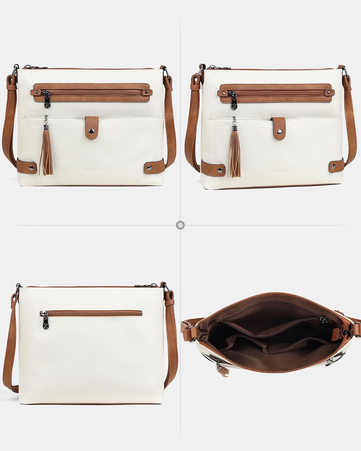 FADEON Large Crossbody Purses for Women Crossbody Bag, Designer Leather Cross Body Purses Multi Pocket Shoulder Bag - Image 5