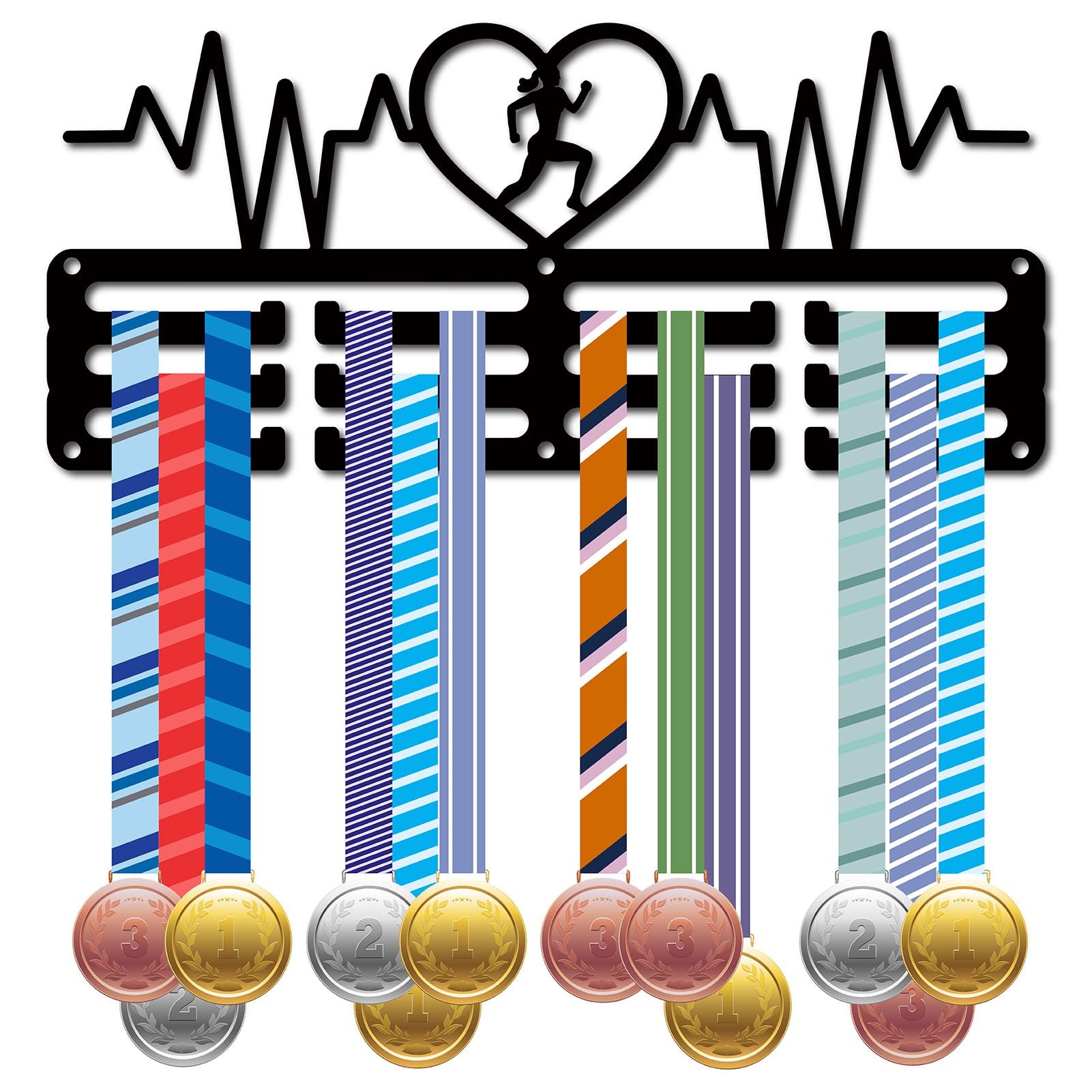 CREATCABIN Soporte para Medallas Fútbol,Colgadores Medallas,Estante Fútbol,Deportes,Premios Colgantes Metal,Hierro,Montaje Pequeño,Decoración,Premios para Mujeres,Pared,Hogar,Insignia,Negro,29x12.8cm — view 18