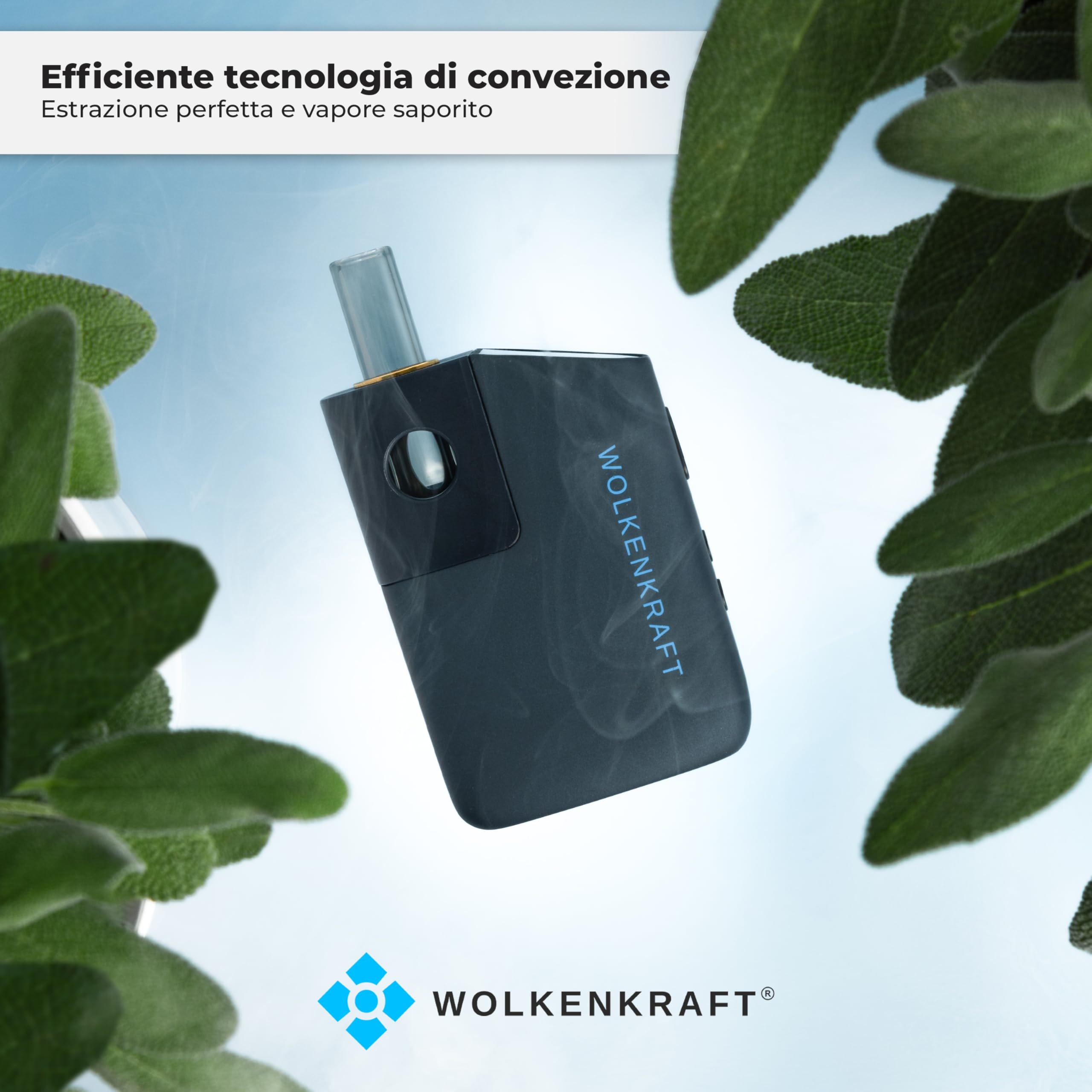 WOLKENKRAFT FX MINI ULTRA Premium Vaporizzatore - USB-C | Bocchino a scorrimento | Camera dei Titani | Temperatura 100-220°C | Durata di funzionamento regolabile | 100% convezione *blu notte*