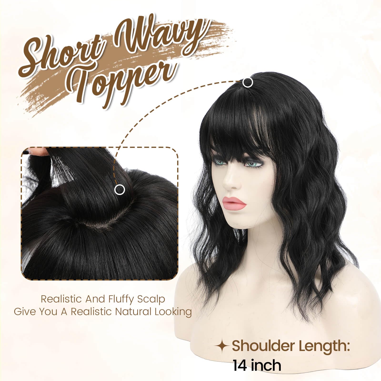 Flyroseing Hair Topper with Fringe - Image 3