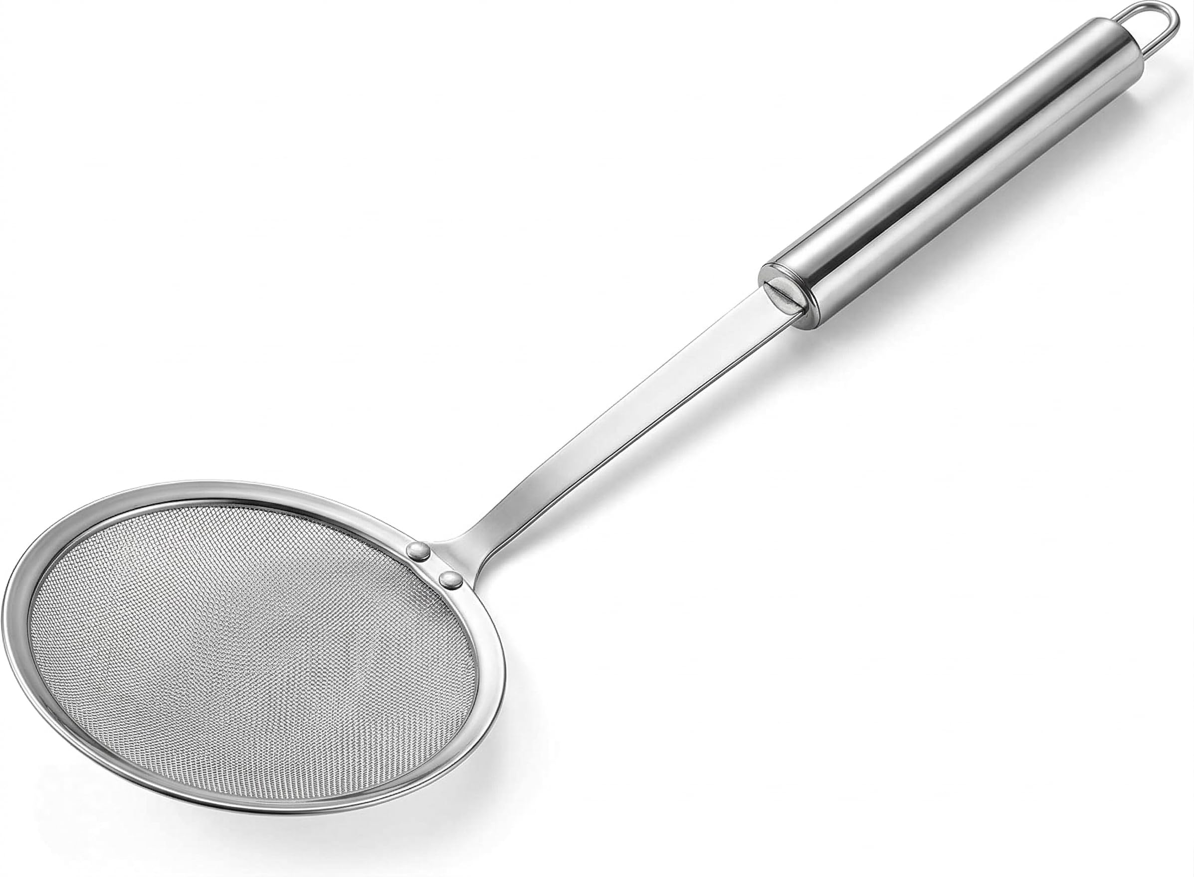 Stainless Steel Fine Mesh Skimmer – Oil & Fat Strainer for Frying | Long Handle | CNOMG