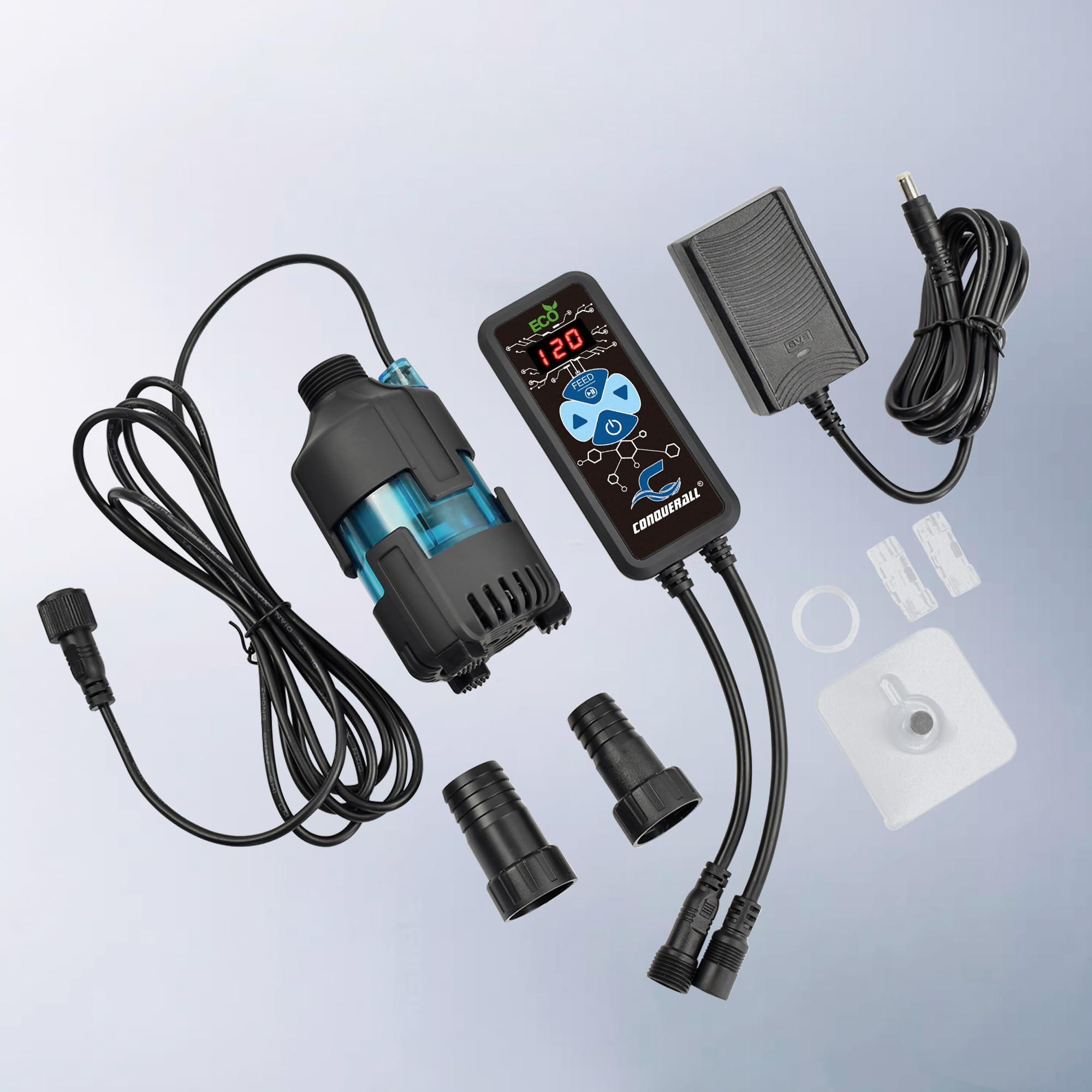 CONQUERALL CH-20 DC 24V Bomba de agua de succión inferior para acuario 500GPH Bomba sumergible de ahorro de energía de 15 pies para filtración de circulación de peceras