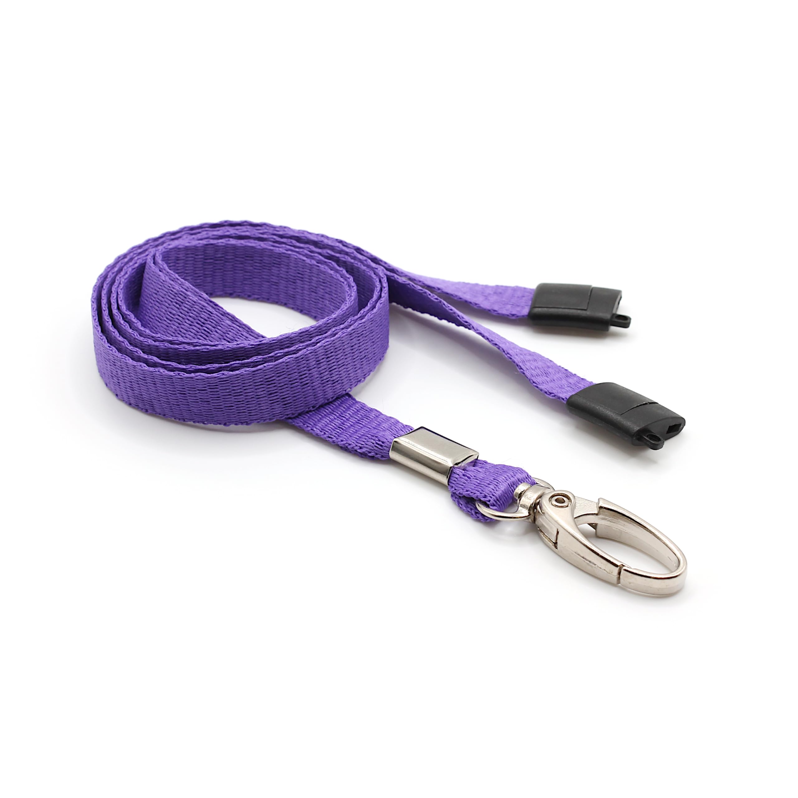 EasyBadge Purple Lanyards for ID Badges with Safety Breakaway and Metal Lobster Clip - Pack of 100