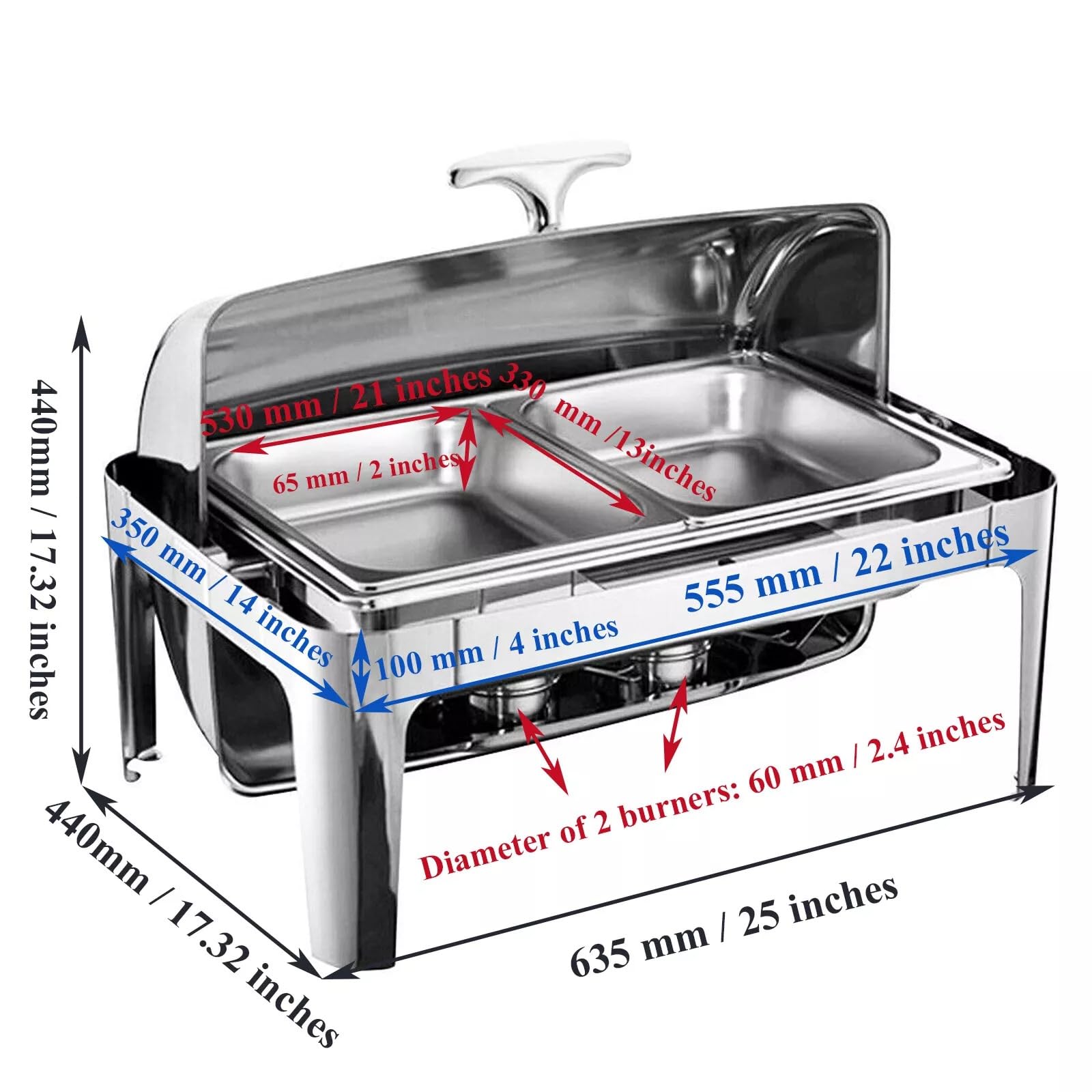 Scaldavivande in acciaio inox da 9 l, con coperture, utensili da portata per buffet, ristoranti, catering, feste, matrimoni
