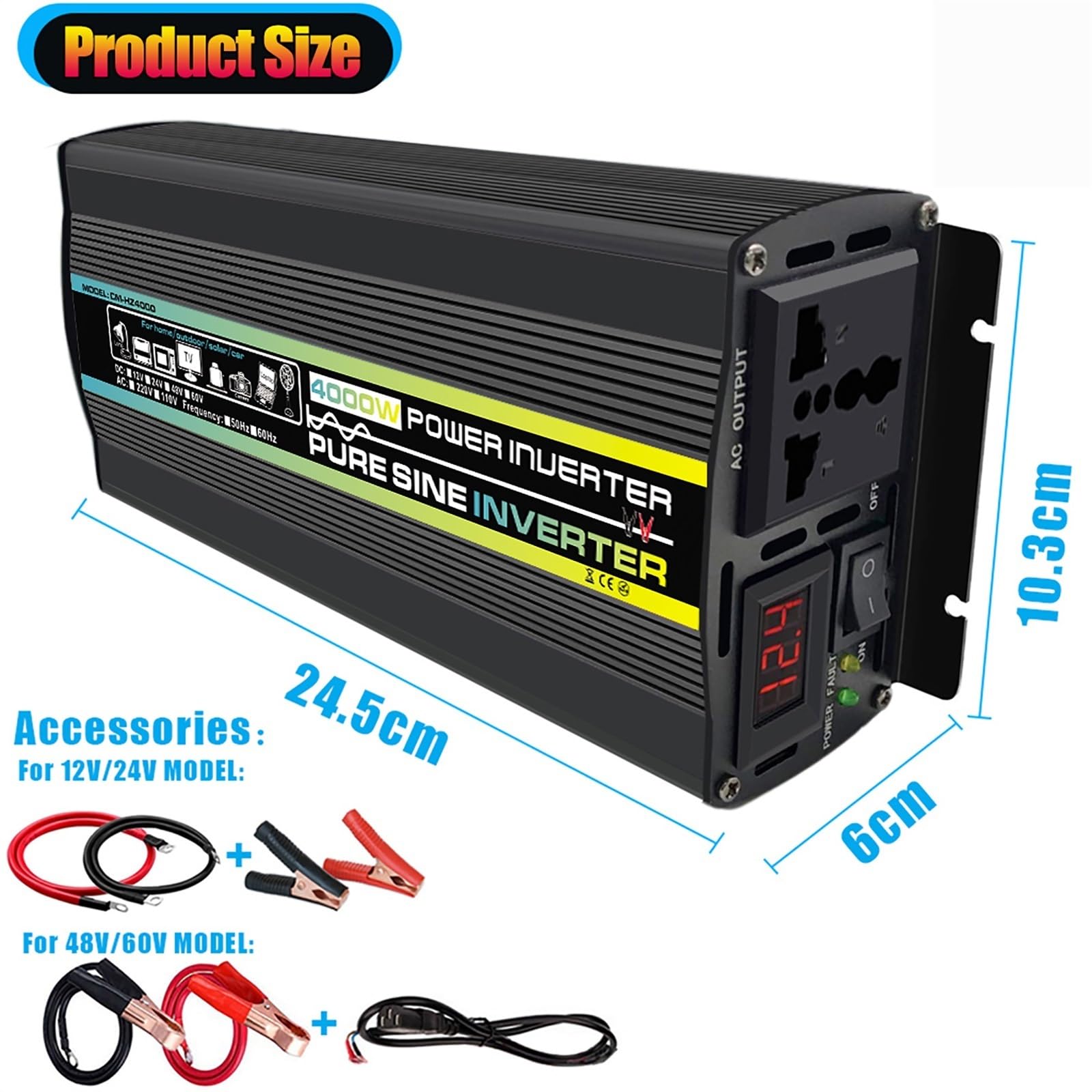 Kit Inverter Solare Completo da 4000W con Regolatore da 50A E Pannelli Solari da 100W Sistema di Rete Domestica, Generatore Solare per Casa E Sistemi di Alimentazione All'aperto(12v-220v)