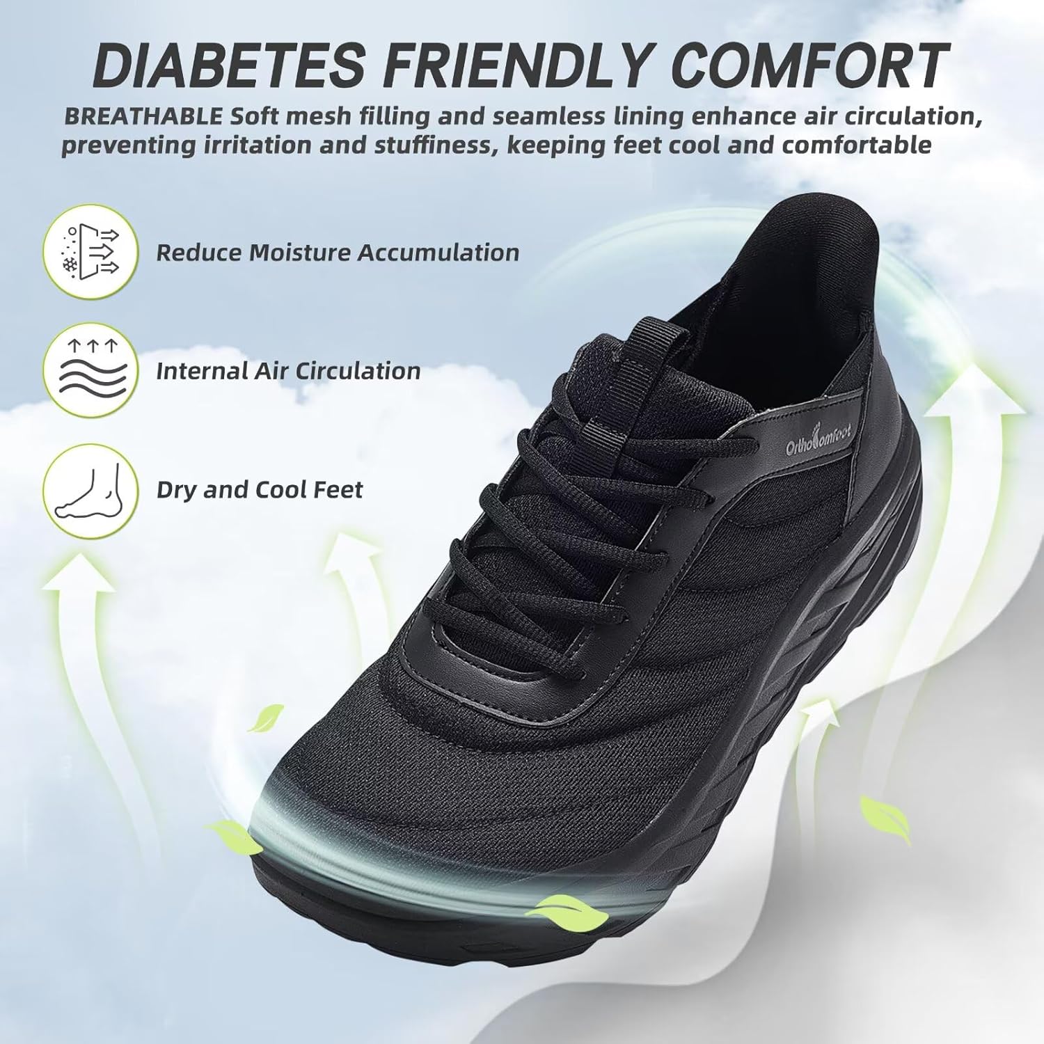 Men's Orthopedic Diabetic Wide Running Shoes: Comfortable Arch Support Plantar Fasciitis Sports Shoes for Easy On/Off, High Arch Orthotic Swollen Tennis Fashion Sneakers for Foot and Heel Pain Relief - Image 8