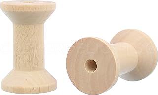CleverDelights 1 3/4" x 1 1/8" Wood Spools - 10 Pack - Empty Craft Spools