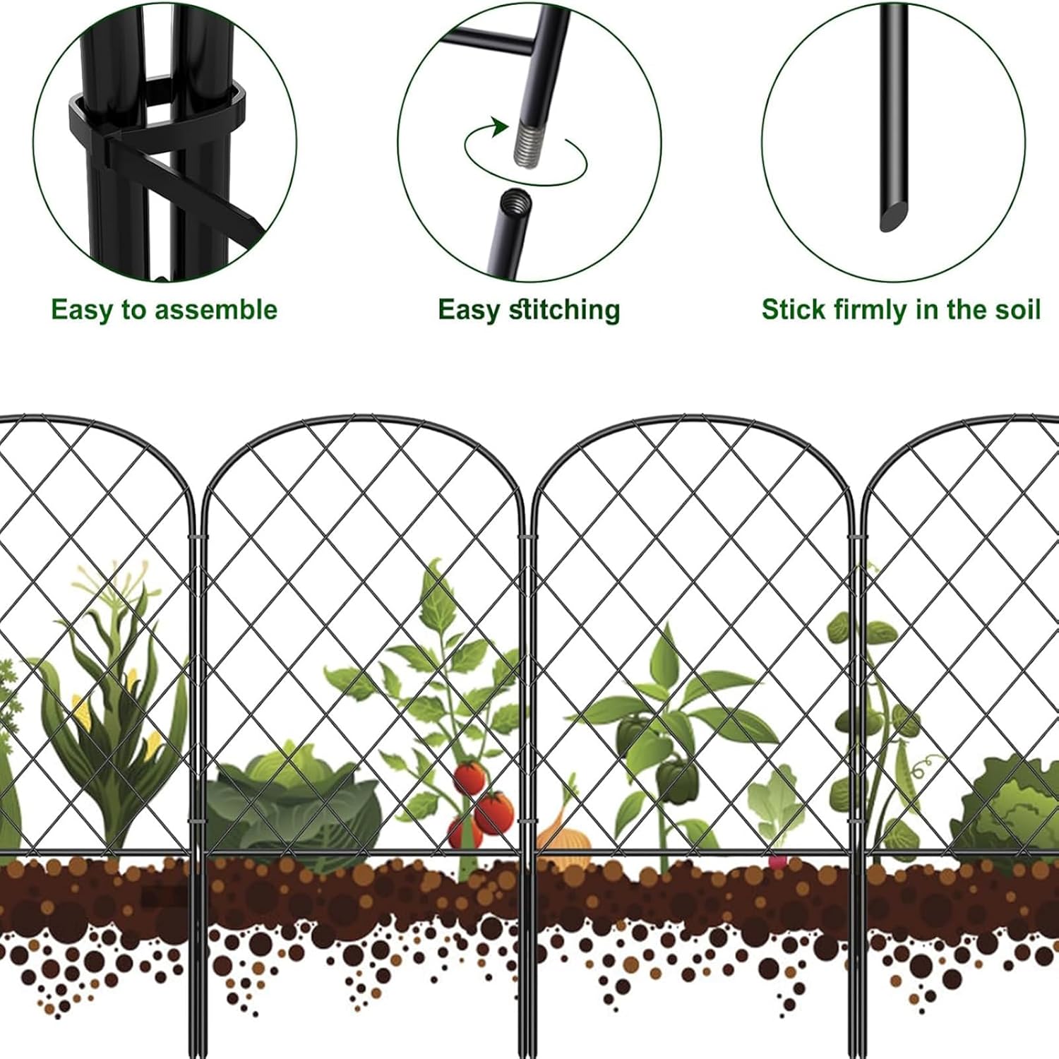 Decorative Garden Fence,10 Pack Total 10ft(L) x 24in(H) Animal Barrier Border for Dog,Arched Wire Border Panel Fencing for Yard Patio Outdoor Décor