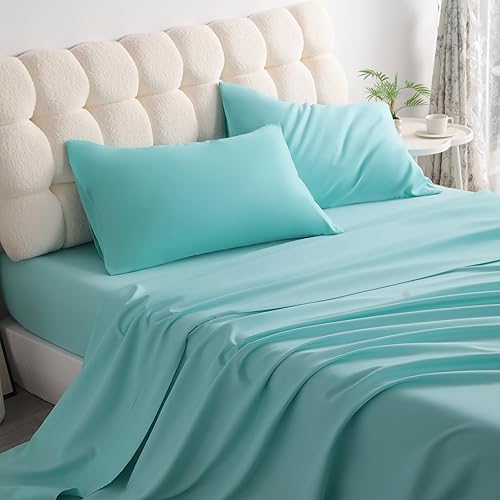 Vista 58 de NTBAY Juego de sábanas de 3 piezas, 100% microfibra tamaño individual, 1800 hilos, súper suave y acogedor, resistente a las arrugas, a la Aqua
