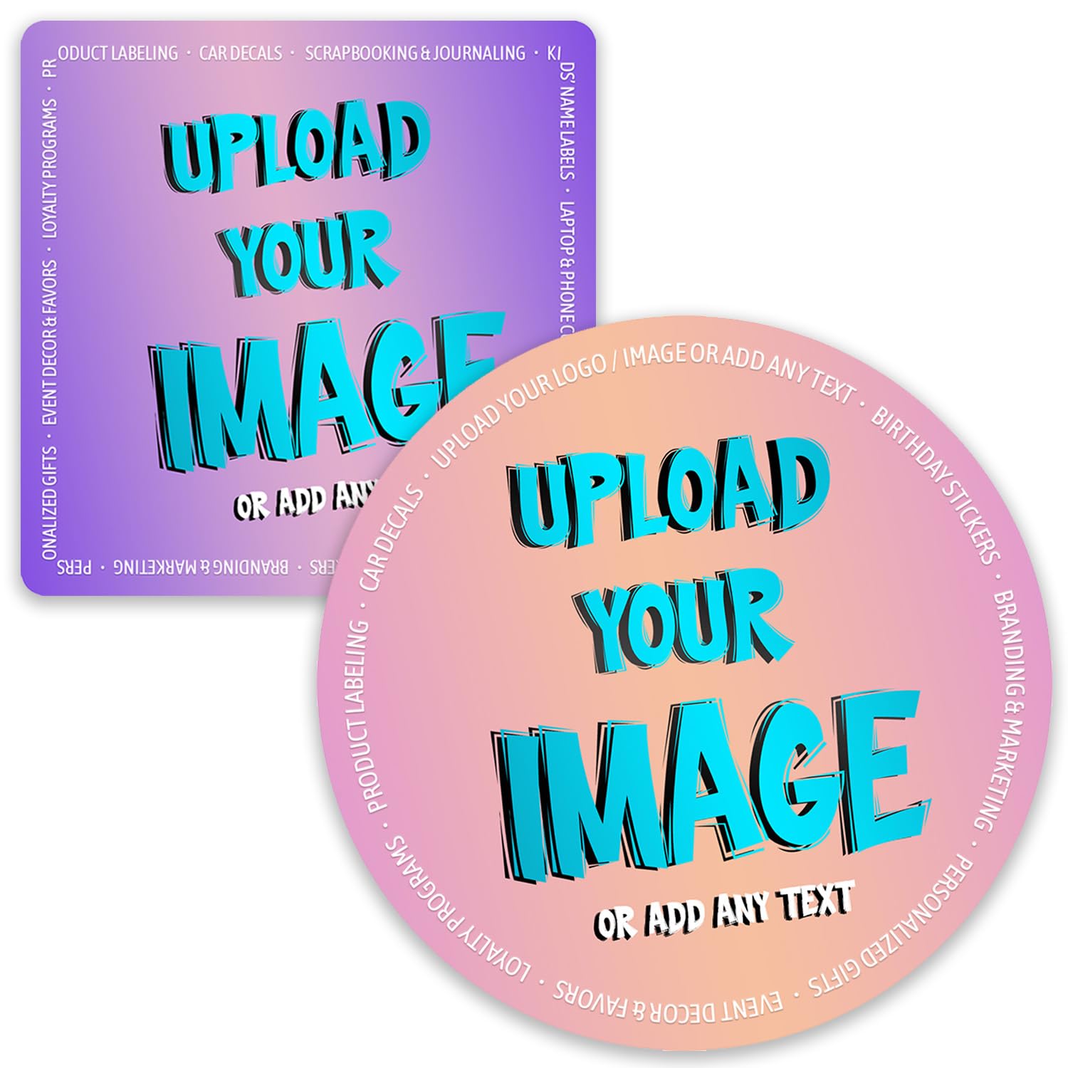 Tegm Square Personalised Stickers Labels Circle Stickers Customised Any Photo Logo Colour Or Text Various Sizes Matte Finish (, 45Mm)
