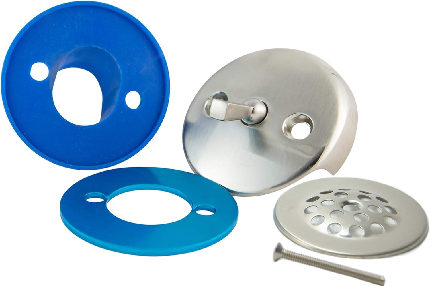3-5/8 Overflow Gasket Kit with Trip Lever Cover and Strainer Dome Cover, Brushed Nickel