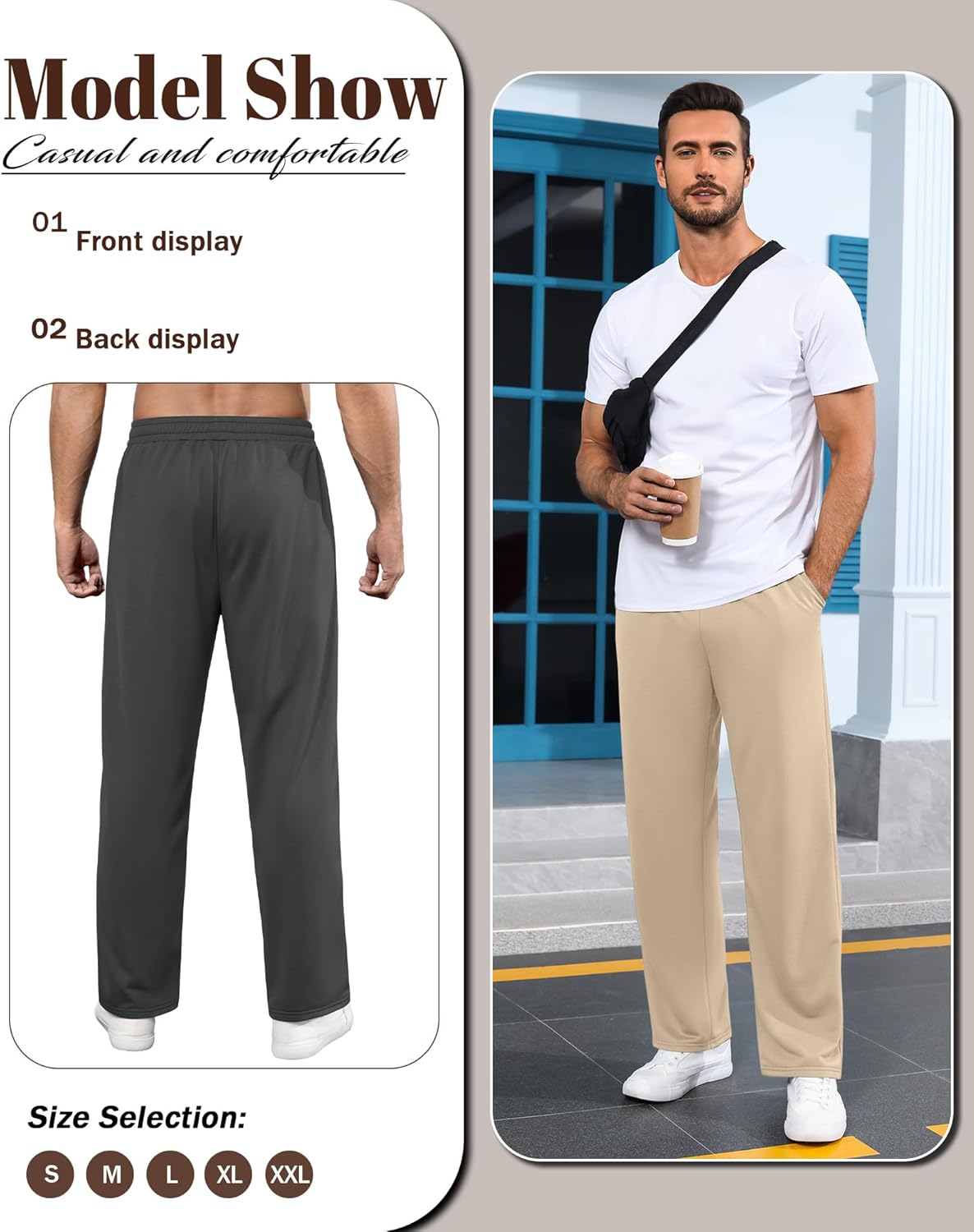 Neer 3 Pack Men's Drawstring Sweatpants Open Bottom Joggers Workout Athletic Tall Lounge Pants Wide Leg with Pockets - Image 6