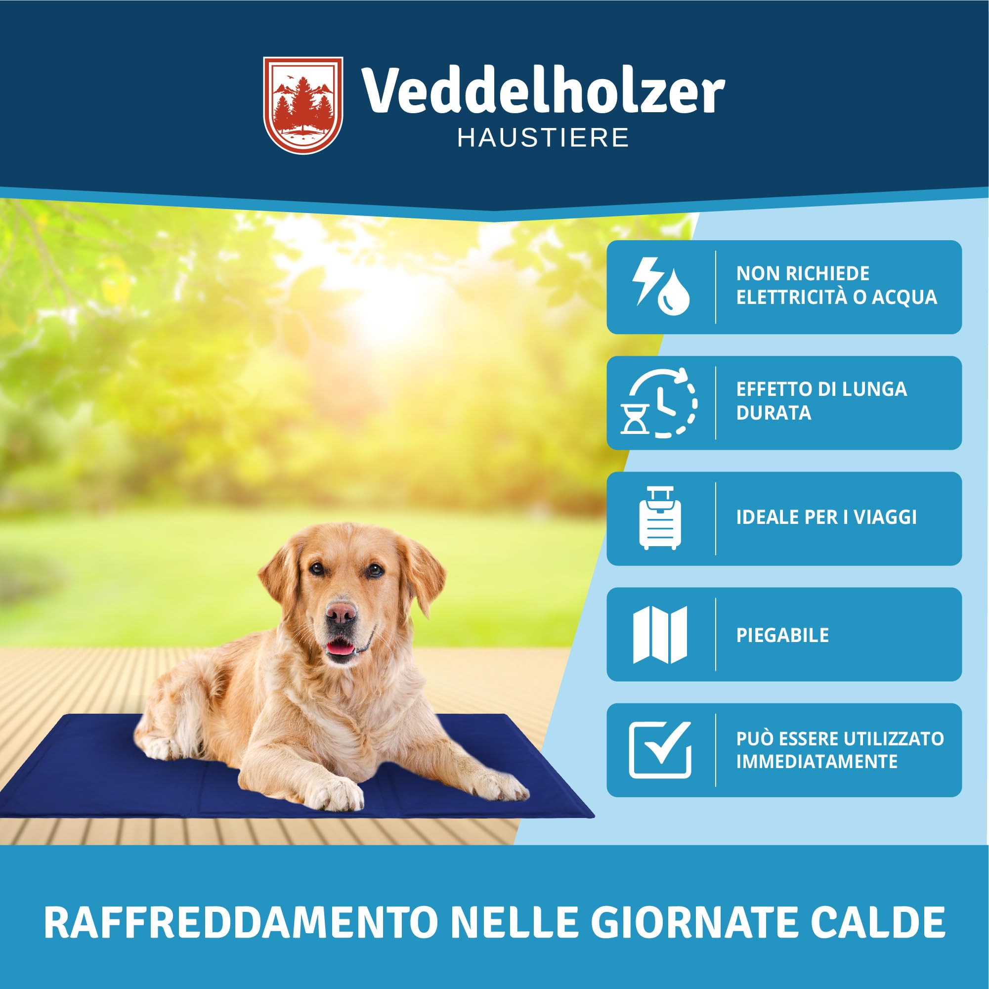 Veddelholzer Tappetino refrigerante (L) auto-raffreddante senza elettricità, perfetto per l'estate e i viaggi, piccolo, medio e grande