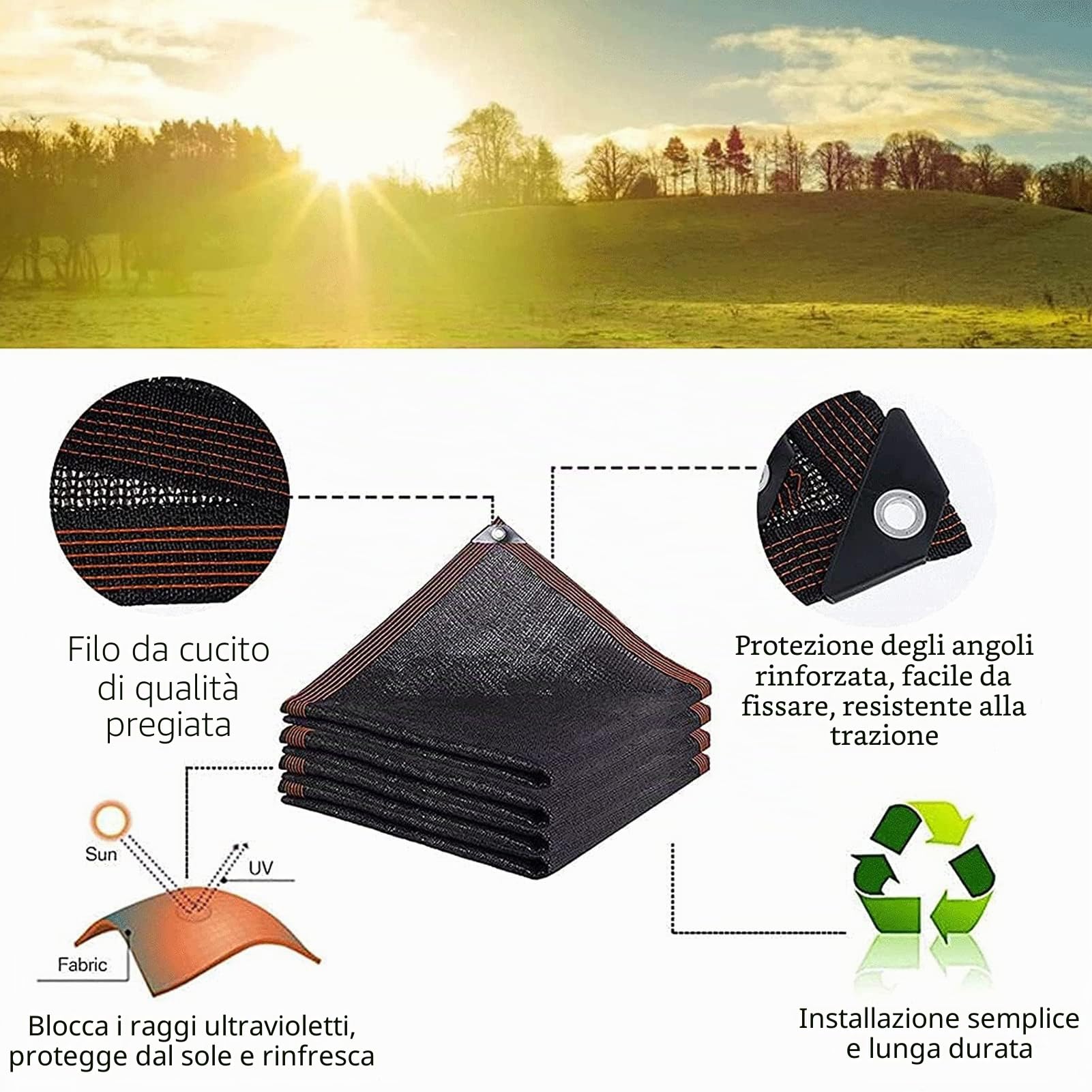 5x7m Rete Parasole Telone Ombreggiante, Telo Ombreggiante per Serra con Occhielli, per Piante, Terrazze, Terrazze, Ortaggi E Letti da Giardino