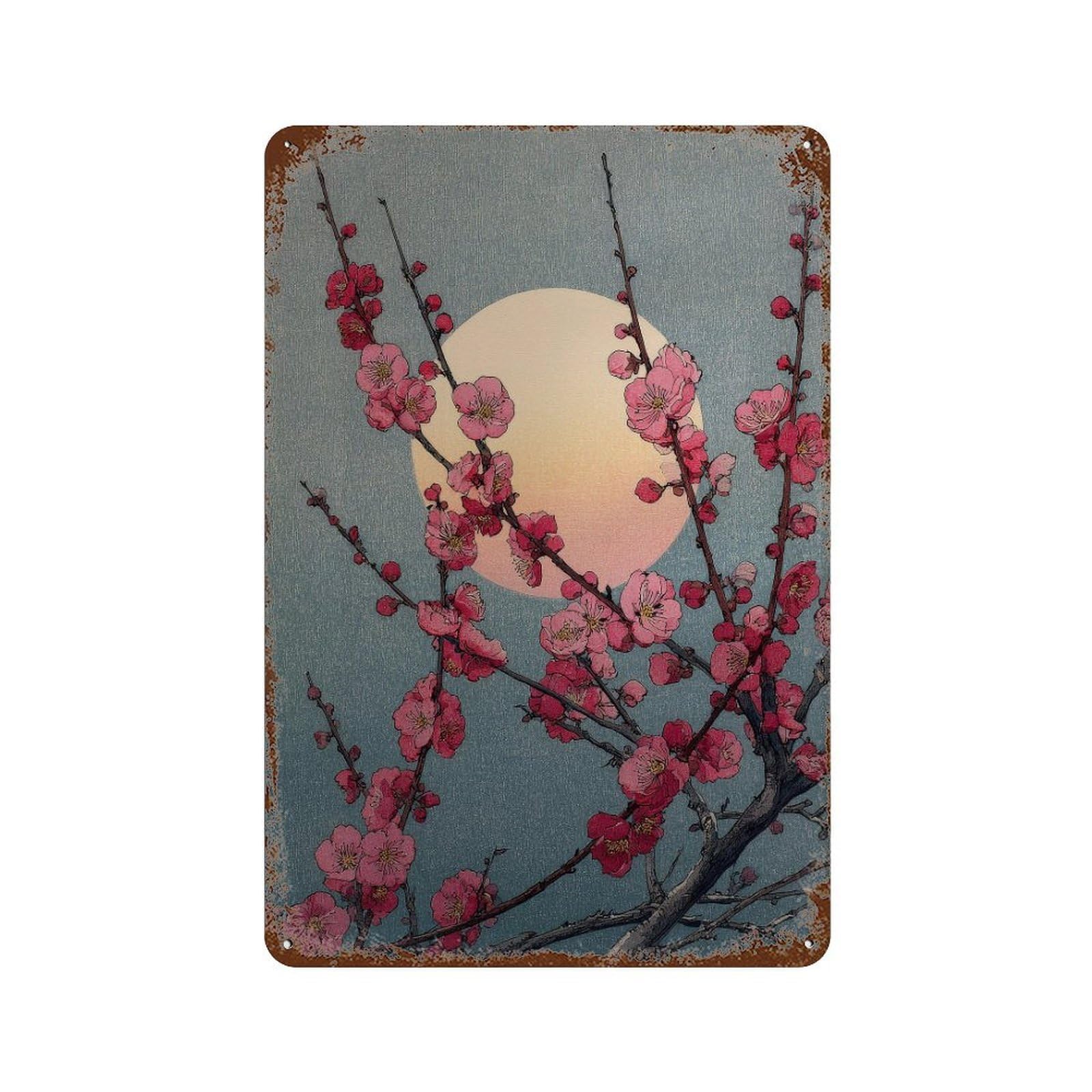 xiaoxiaoshen Cherry Blossom. Ukiyo Wall Decor Art Metal Tin Poster Modern Home Decor Art Home Bar Shop Decorations Vintage Sign 30x20cm