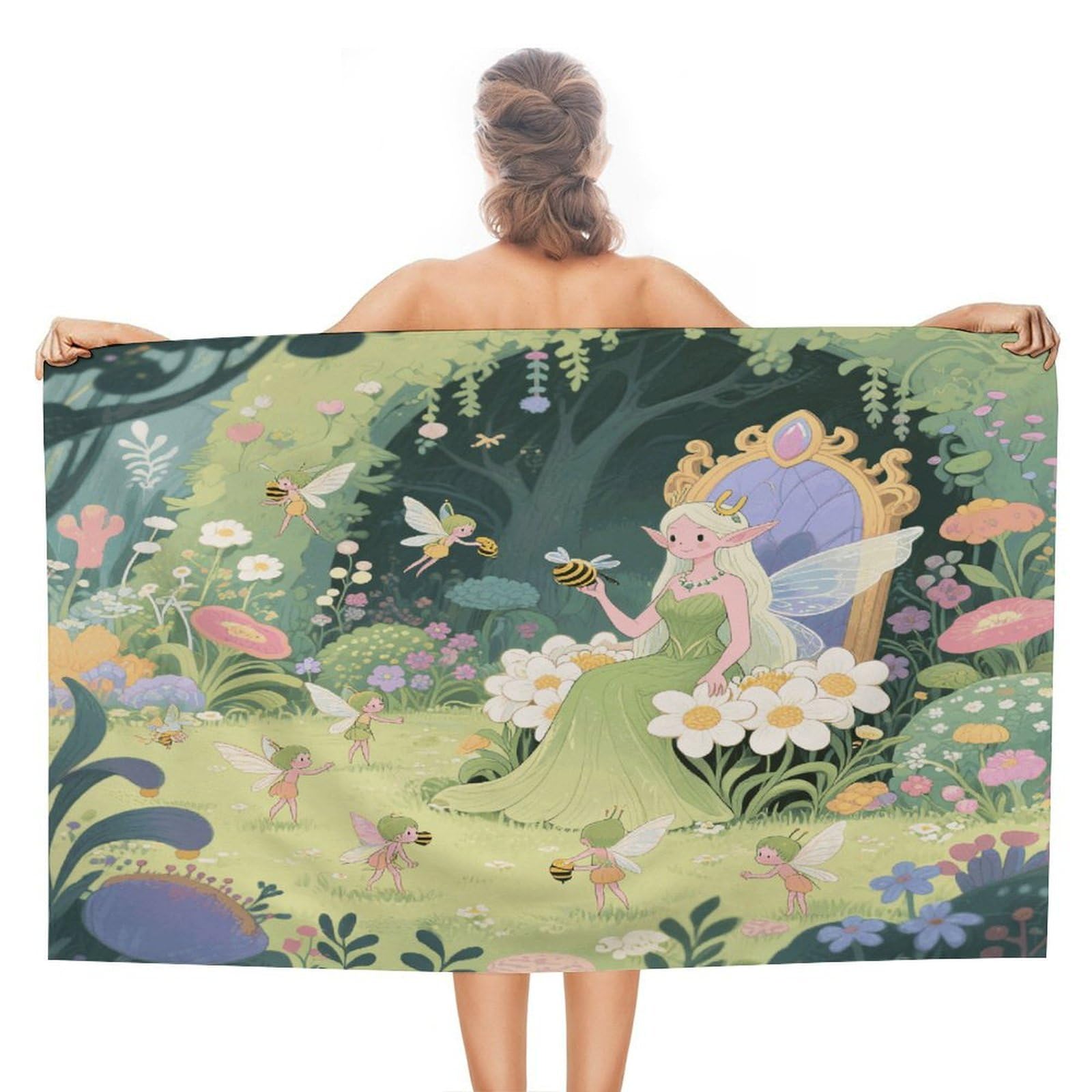 VstaDank Fairy Garden Beach Towel 51x31 Inch Oversized Soft Bath Towel Luxury Plush Thick Hotel Swim Pool Towels Super Quick Dry Travel Towels for Camping Gym Sports Yoga