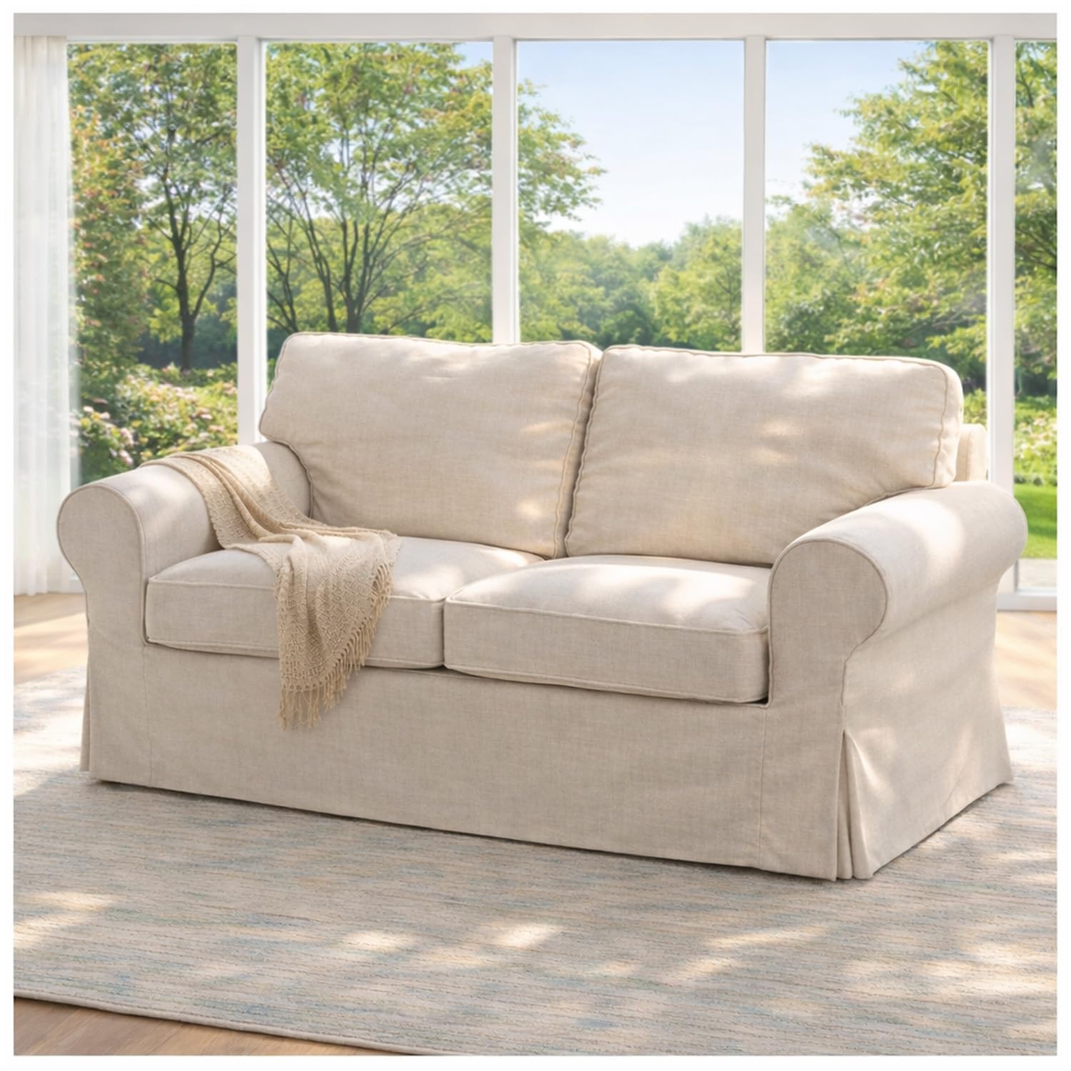 HomeTown Market Strapazierfähiger Sofabezug Ersatz kompatibel für IKEA Ektorp Sofa Cover. Slipcover nur. Sofa Nicht inbegriffen. (Polyester, Loveseat, Beige) Küche, Haushalt & Wohnen