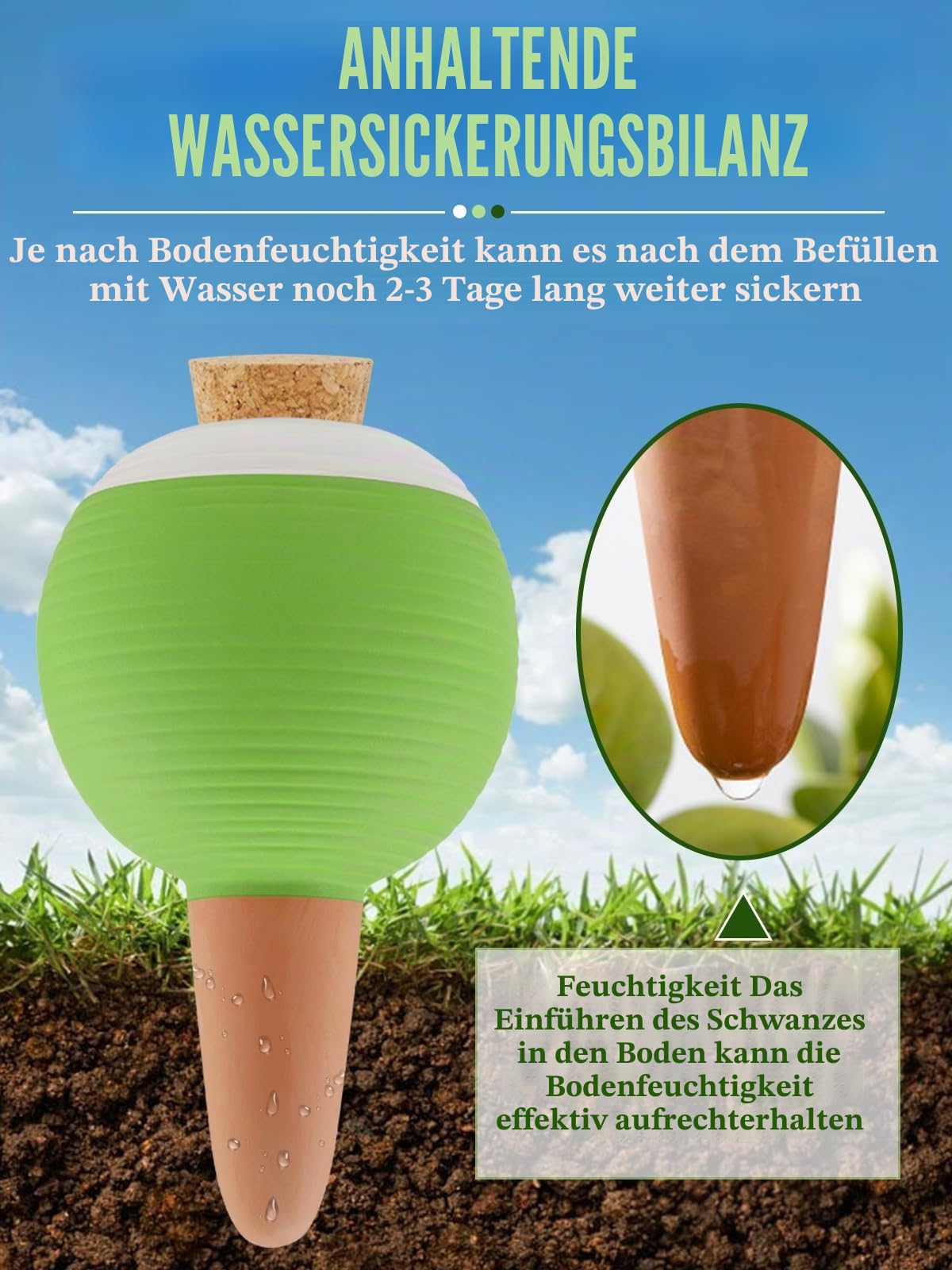 Kalolary 8 Stück Tonspitzen Bewässerung, Pflanzen Bewässerungsgeräte | Große Automatische Bewässerung, Bewässernde Spikes Wasserspender für Zimmerpflanzen & Balkonkästen (4 Farben)