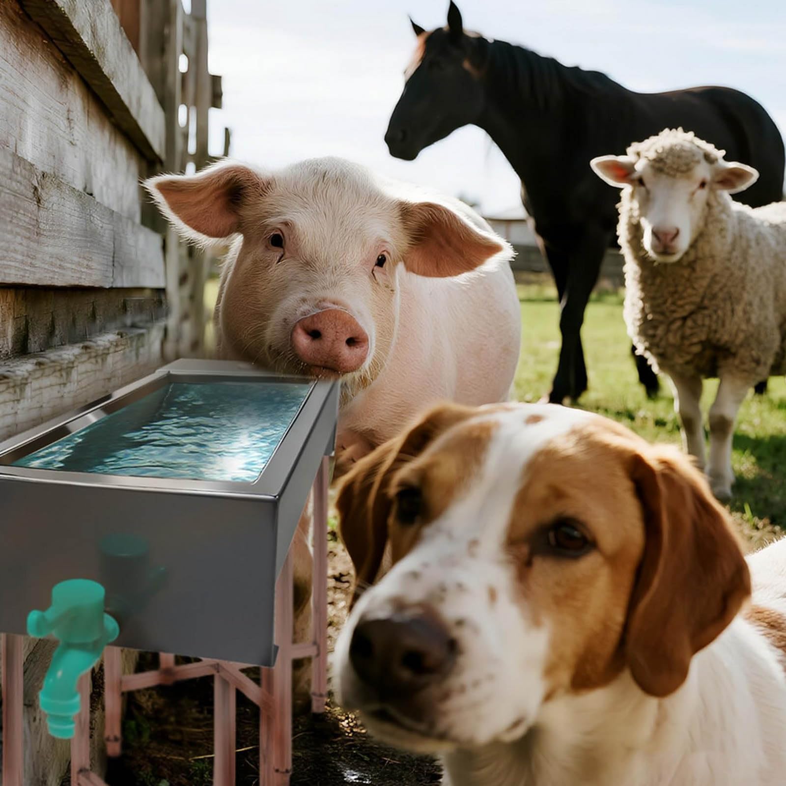 Bebedero de Ganado de Acero Inoxidable,Bebedero AutomáTico para Ganado,Bebedero AutomáTico con VáLvula De Flotador,Adecuado para AlimentacióN y Agua Potable para Aves y Ganado