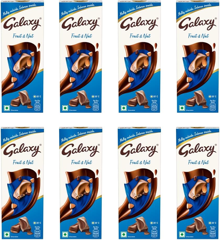 - Fruit & Nut Chocolate Bar | Rich, Creamy & Nutty | Loaded With Raisins and Almonds| 52g | Pack of 8