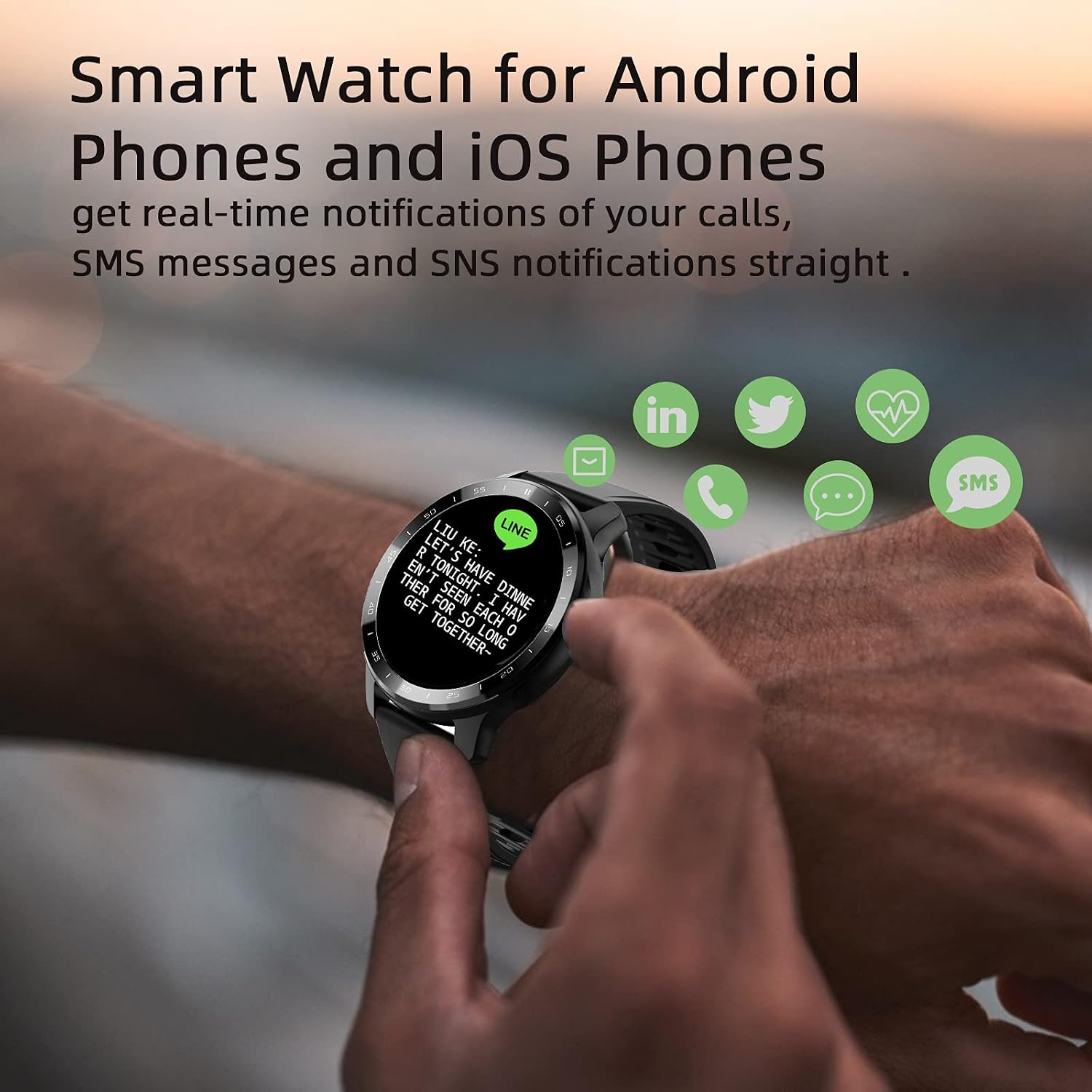 FirYawee Smart Watch for Android Phones Compatible with iPhone Samsung, Fitness Watch with Heart Rate Monitor and Sleep Monitor, Step/Distance/Calorie Counter, Smart Watch for Men Women
