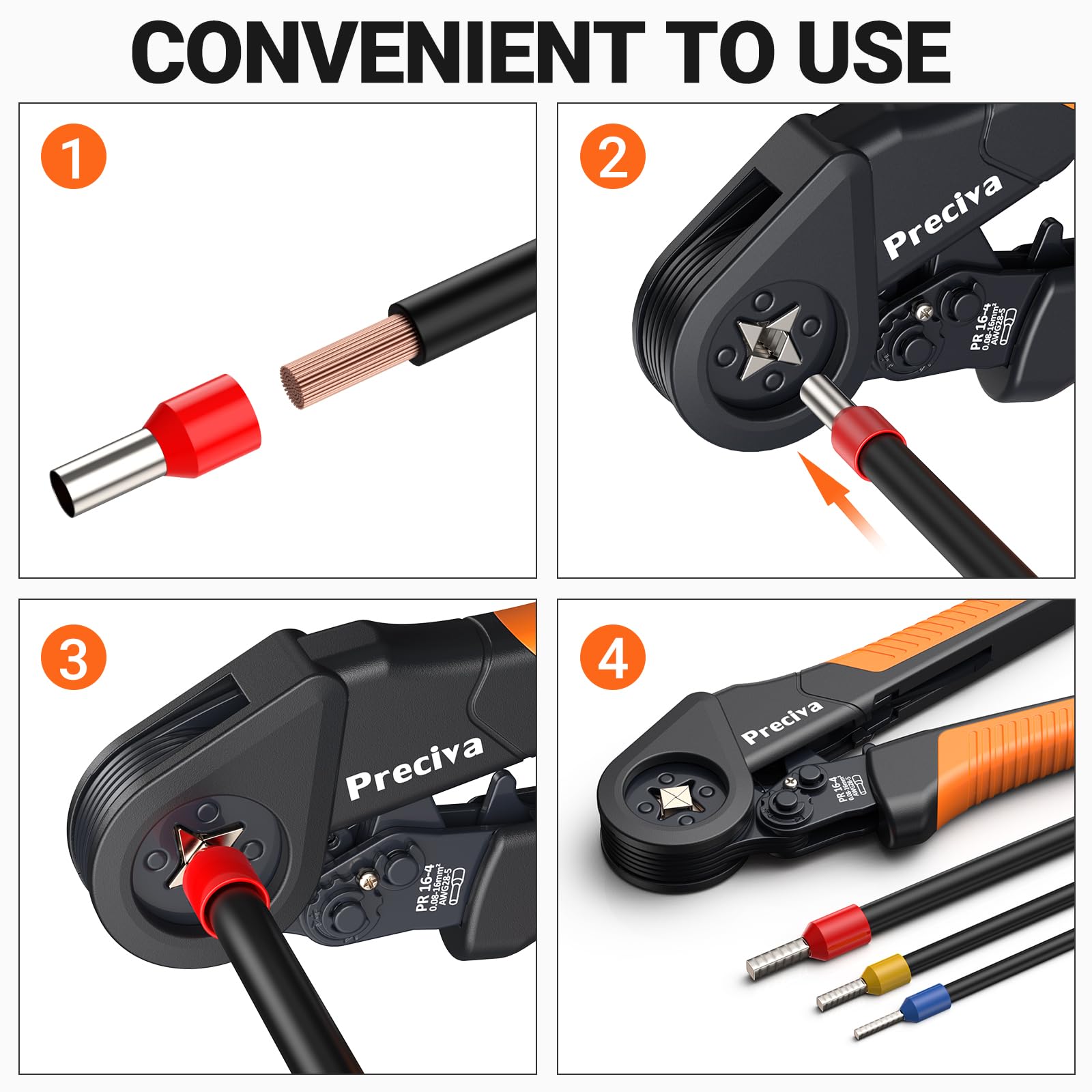 Pinza Crimpatrice,Capicorda Da 0,08-16mm²,Regolabili,Terminali Elettrici A Crimpare,Crimpatrice Capicorda,Crimpatrice Puntalini Per Uso Industriale E Fai-Da-Te