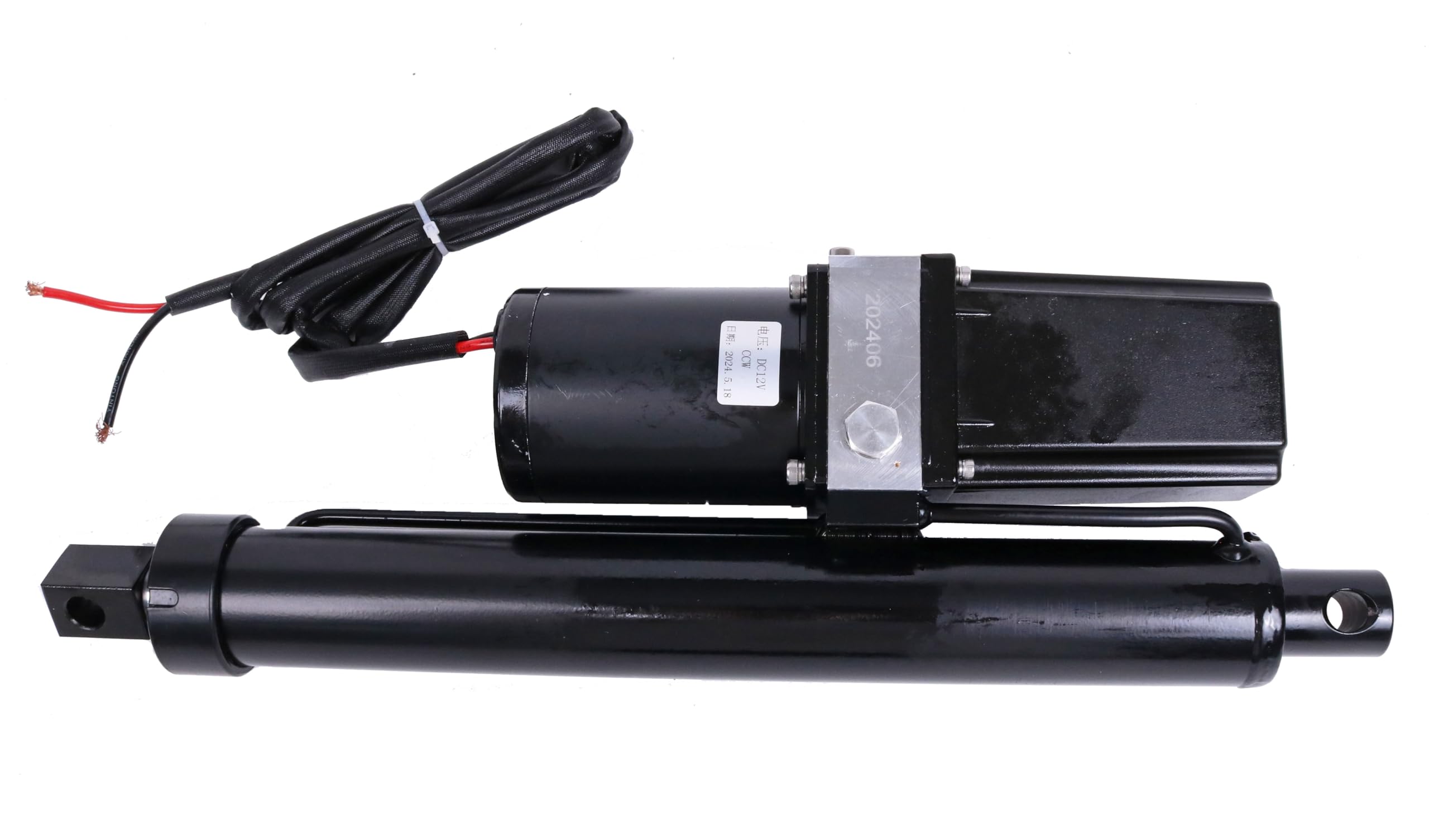 JEENDA Motor hidráulico de 12 pulgadas CC de 12 pulgadas, actuador lineal eléctrico resistente de 1700 libras-2300 libras, compatible con remolques de volquete, mesas de elevación, sistema de
