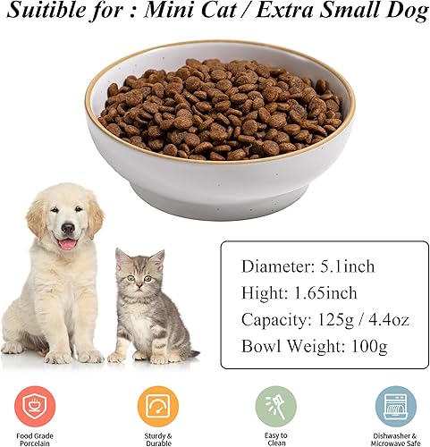 Miniatura 2 de Tazón de cerámica para gatos, paquete de 3 cuencos pequeños para mascotas, aptos para lavar platos, platos para alimentos y agua para perros