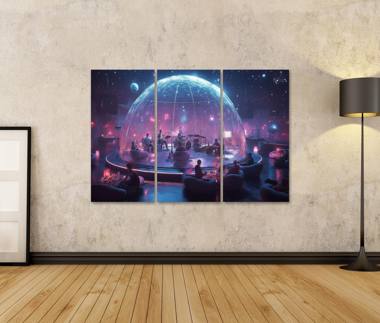 islandburner Prime Bild auf Leinwand Kosmisches Konzert unter dem Sternenhimmel für Wohnzimmer Kunstliebhaber Musikgeschäft Bilder Wandbilder Poster