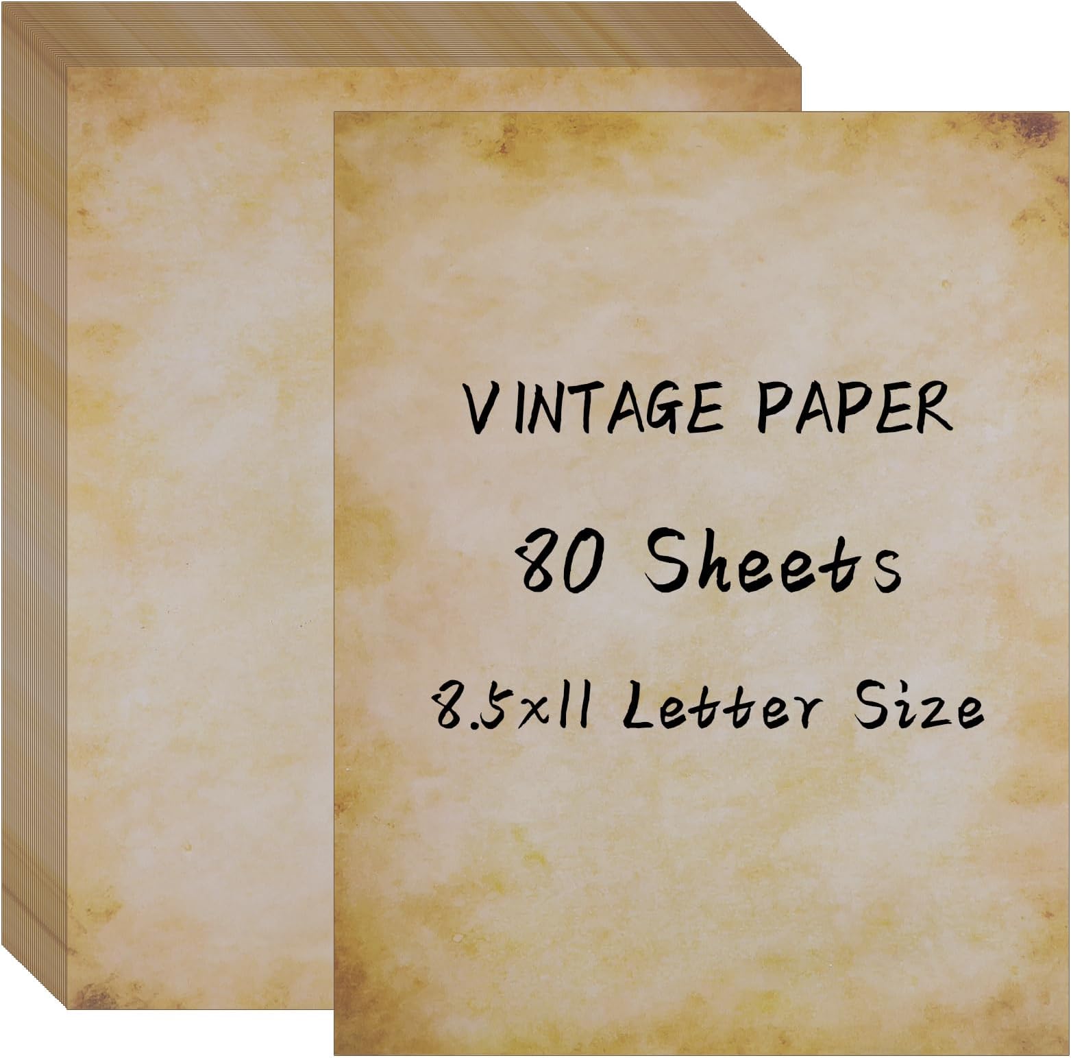 Hoiny 80 Sheets Vintage Paper, 8.5" X 11" Antique Stationary Paper For Writing, Letter Size Printer Double-Sided Aged Parchment Printer, Decorative Old Look Invites Resume