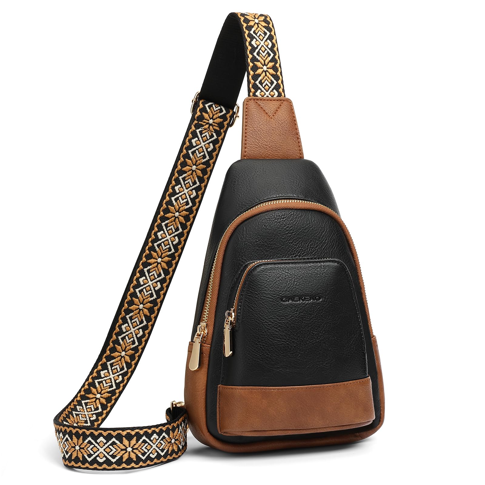 GAEKEAO Small Crossbody Sling Bag for Women Trendy Crossbody Purse Vegan Leather Fanny Packs Chest Bag Backpack