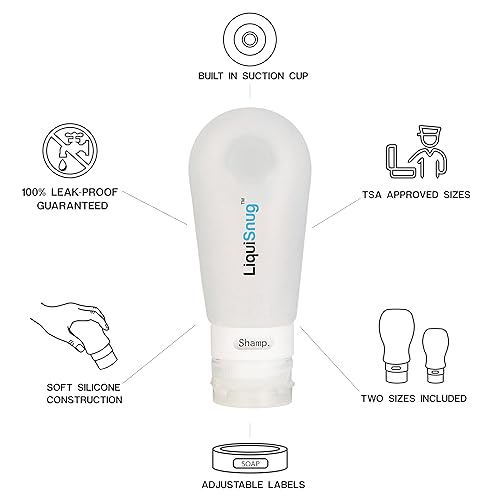 Miniatura 5 de LiquiSnugs, 100% a prueba de fugas, botellas de viaje, de silicona (3unidades), aprobado por TSA,por TravelSnugs