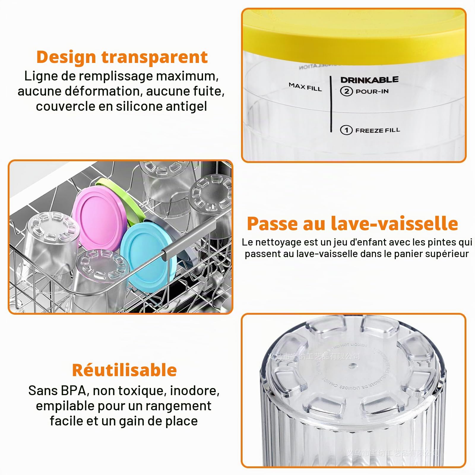 BORDEAG Lot de 4 récipients pour crème glacée Ninja Creami Deluxe, pour crème glacée, remplacement pour Ninja Creami Deluxe NC501EU NC500EU, accessoires Creami Deluxe