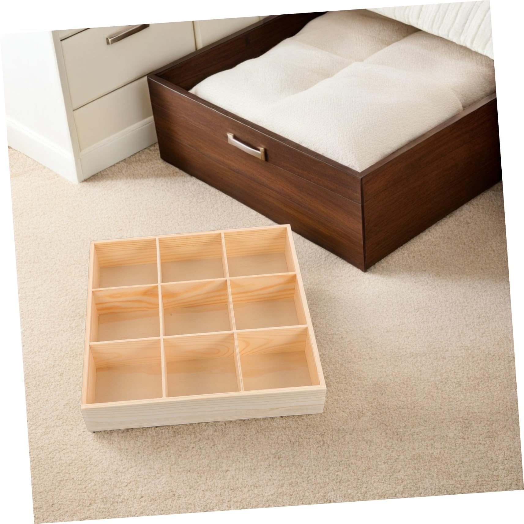 2 piezas Organizador Madera con Compartimentos Caja Divisora para Calcetines Ropa Interior y Accesorios Ahorro de Espacio para Armarios y Vestidores