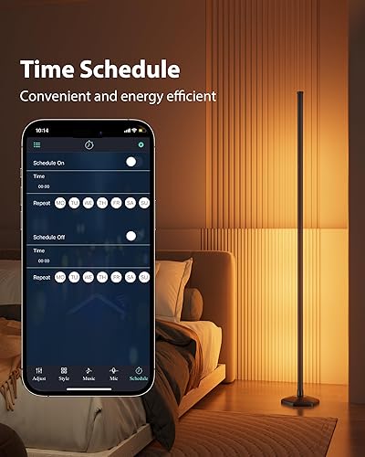 Miniatura 8 de Lámpara de pie de esquina, luz RGB de 65 pulgadas que cambia de color con control remoto, lámpara de esquina LED regulable con sincronización de