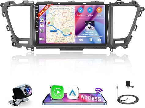 2+64G Car Radio for Kia Carnival Sedona 2015-2020 Wireless Carplay/Android Auto, 9 inch IPS Touch Screen Car Stereo with DSP EQ Bluetooth GPS Navigation FM RDS WiFi SWC + Backup Cam