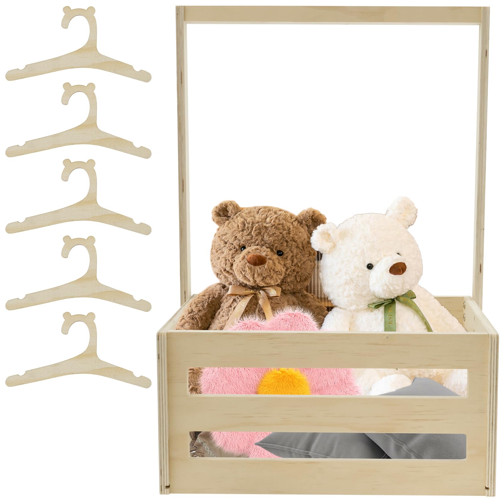 Panier Douche Bébé Panier Rangement Bébé Bois - 35x23x51cm - Baby Shower - Porte-Vêtements Et Stockage Cadeau Grossesse Pratique
